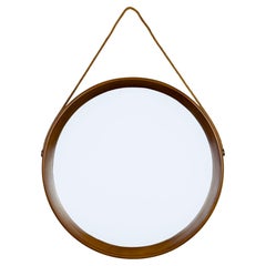 Mid-Century Teak Wall Mirror, Vintage Italian Design, 1960s, 45 cm