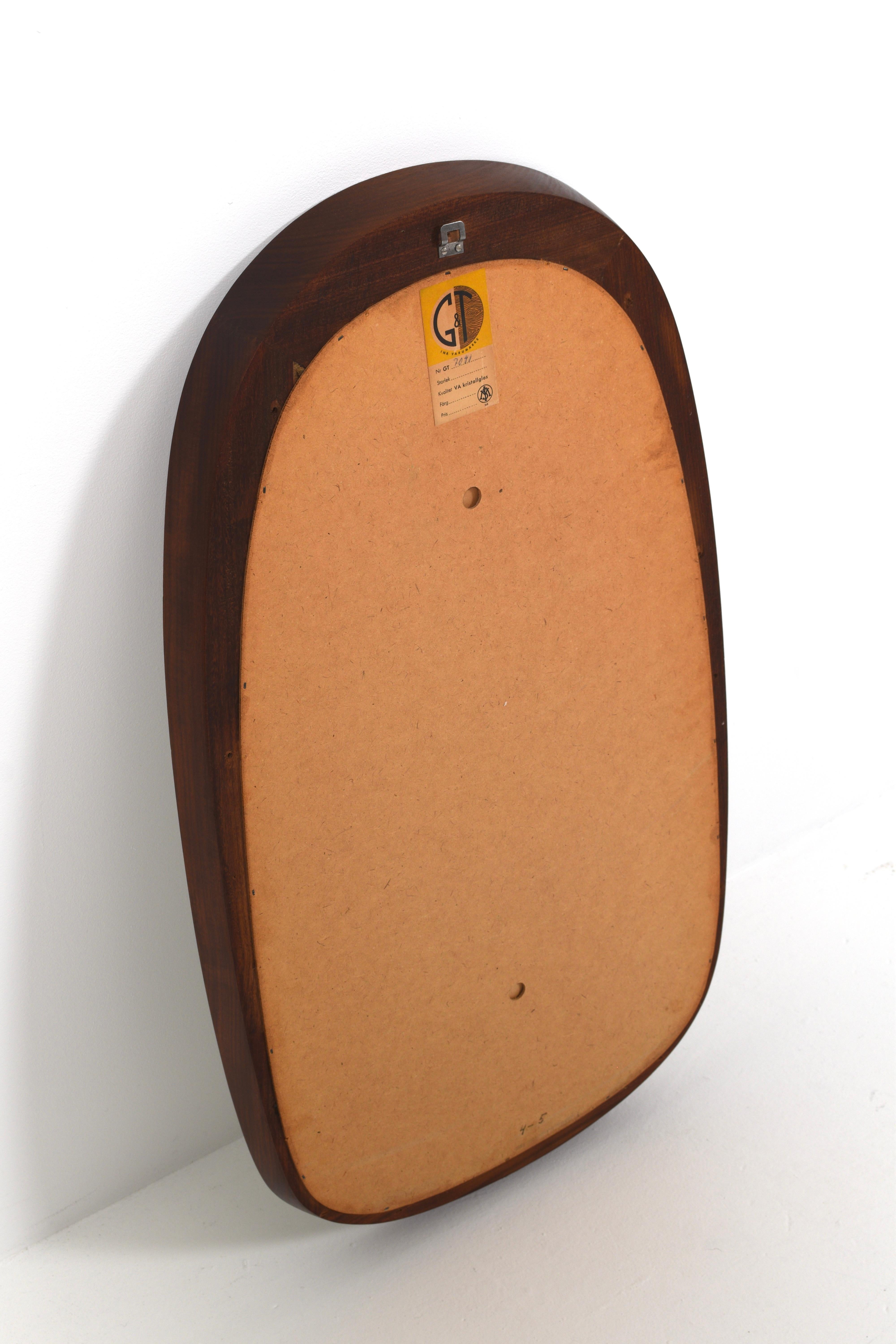 Mid-Century Teak Wall Mirrors with Crystal Glass by Glas & Trä, Sweden, 1950s For Sale 7