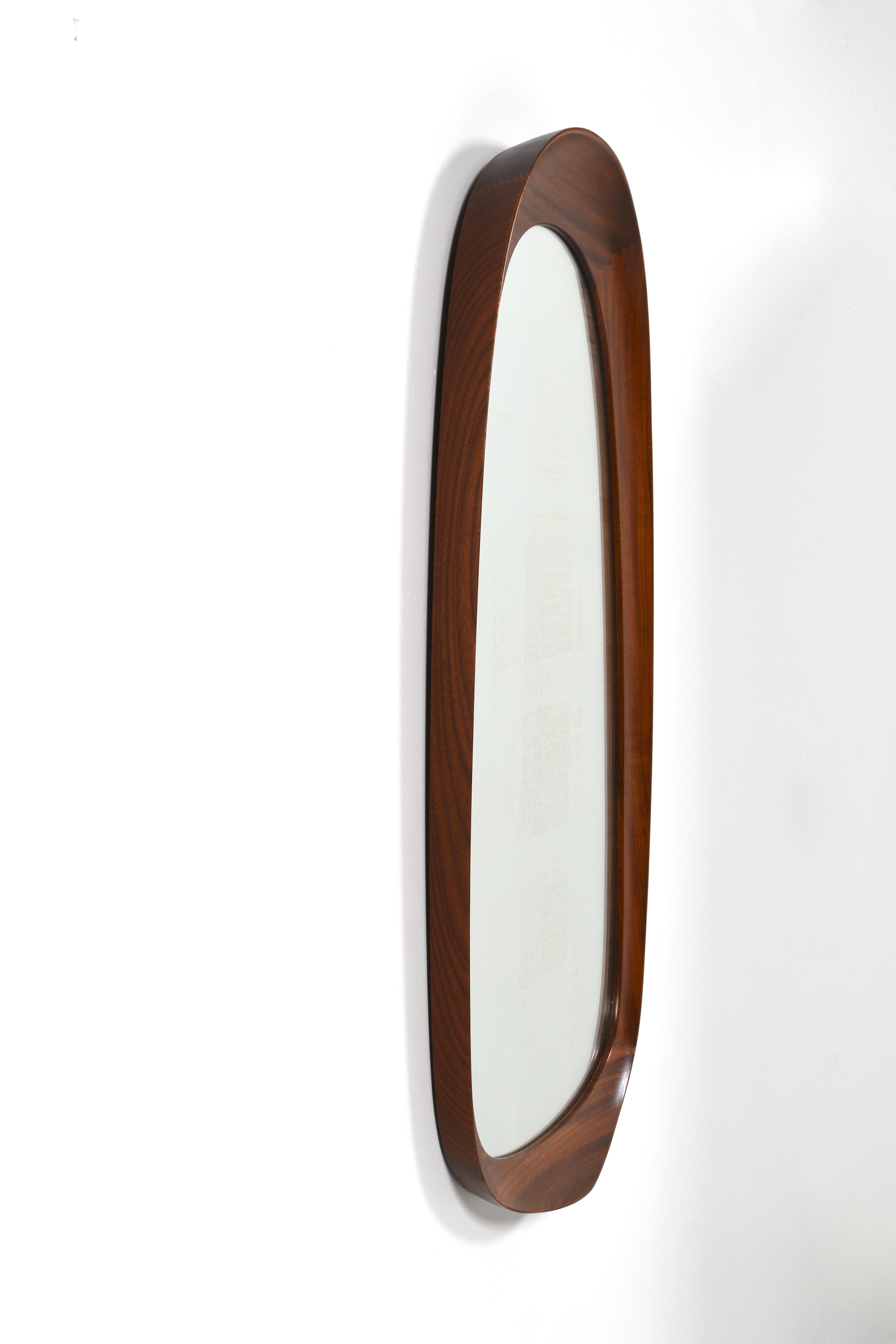 Mid-Century Teak Wall Mirrors with Crystal Glass by Glas & Trä, Sweden, 1950s For Sale 8