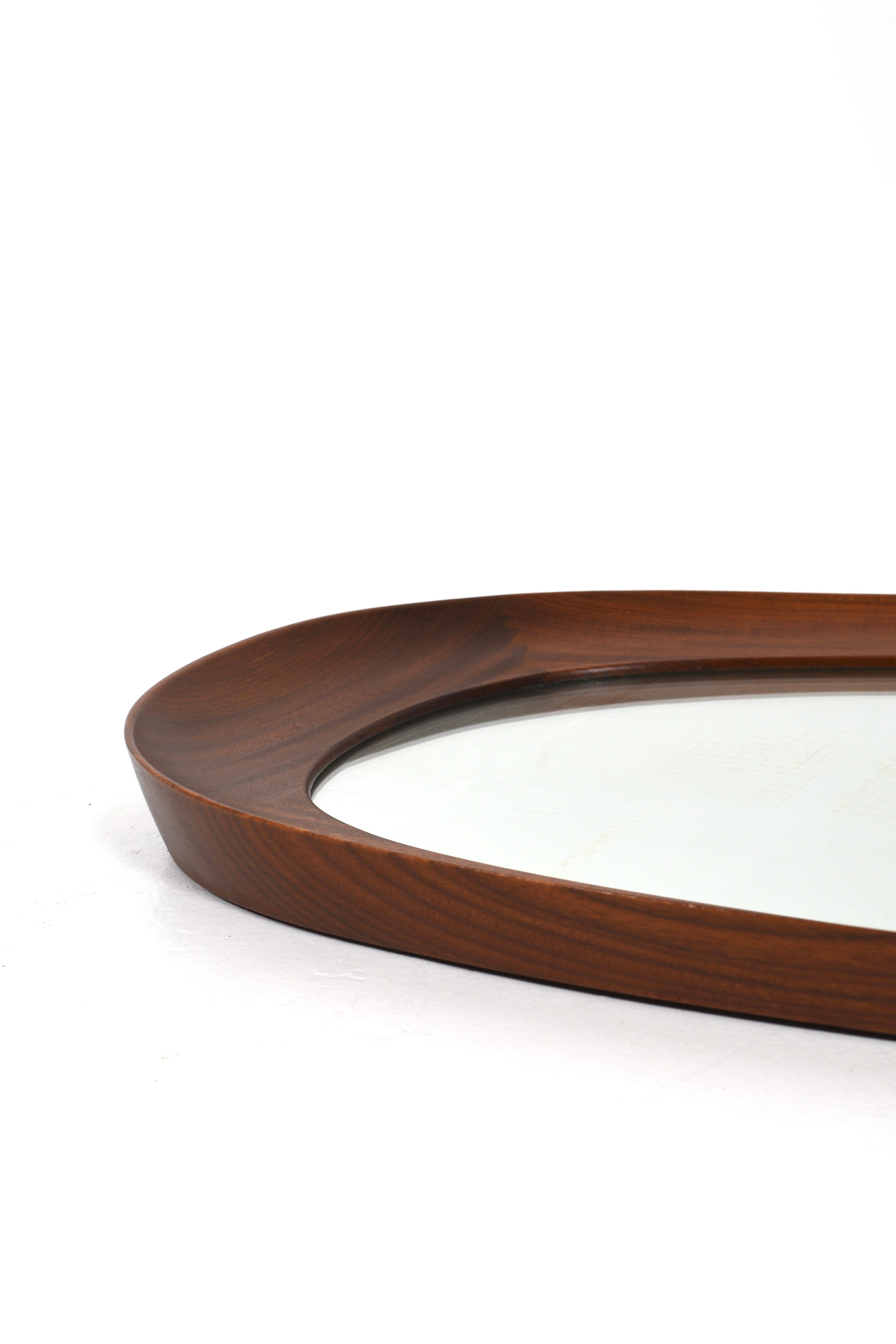 Mid-Century Teak Wall Mirrors with Crystal Glass by Glas & Trä, Sweden, 1950s In Good Condition For Sale In Göteborg, SE