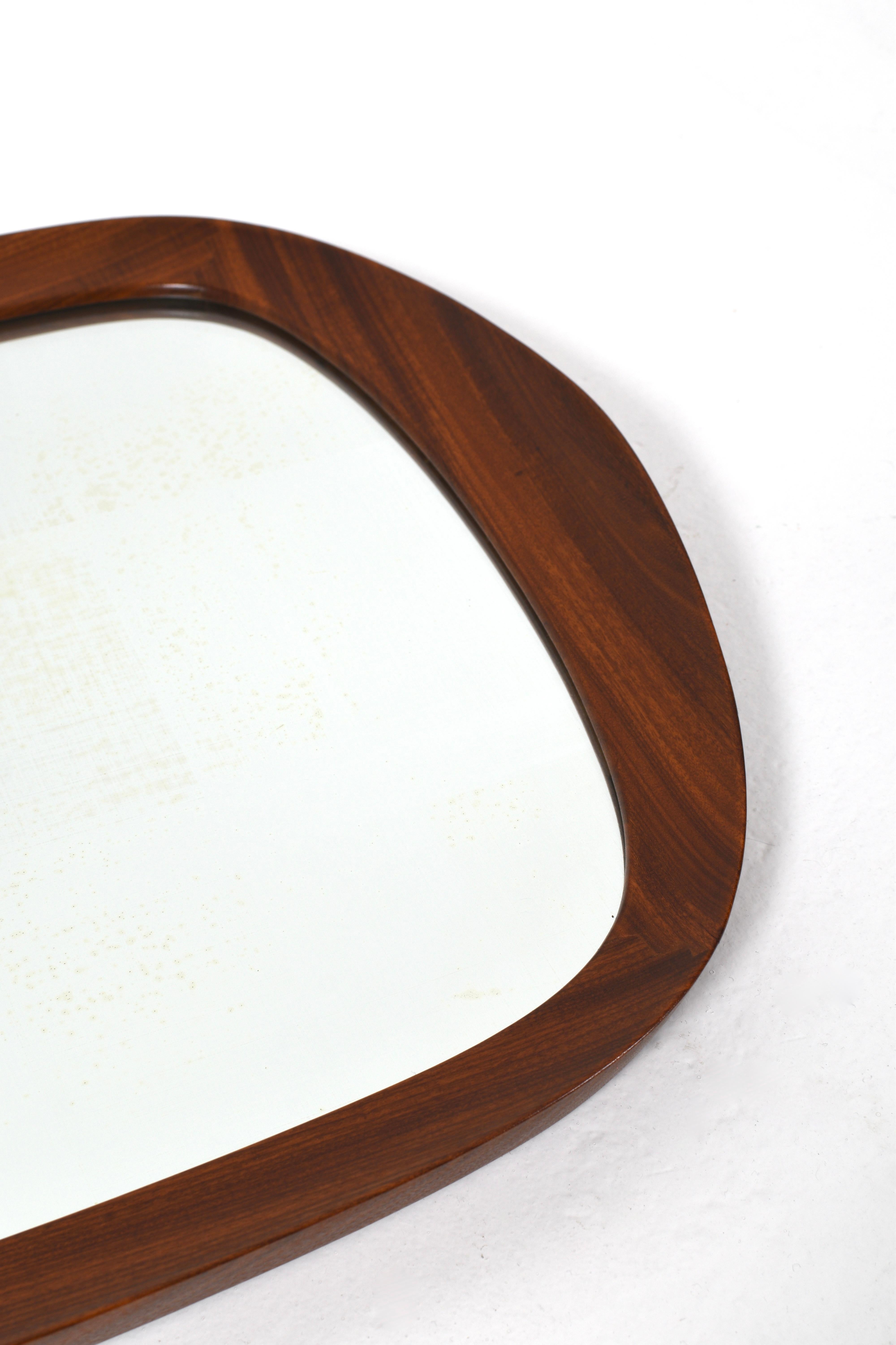 Mid-20th Century Mid-Century Teak Wall Mirrors with Crystal Glass by Glas & Trä, Sweden, 1950s For Sale