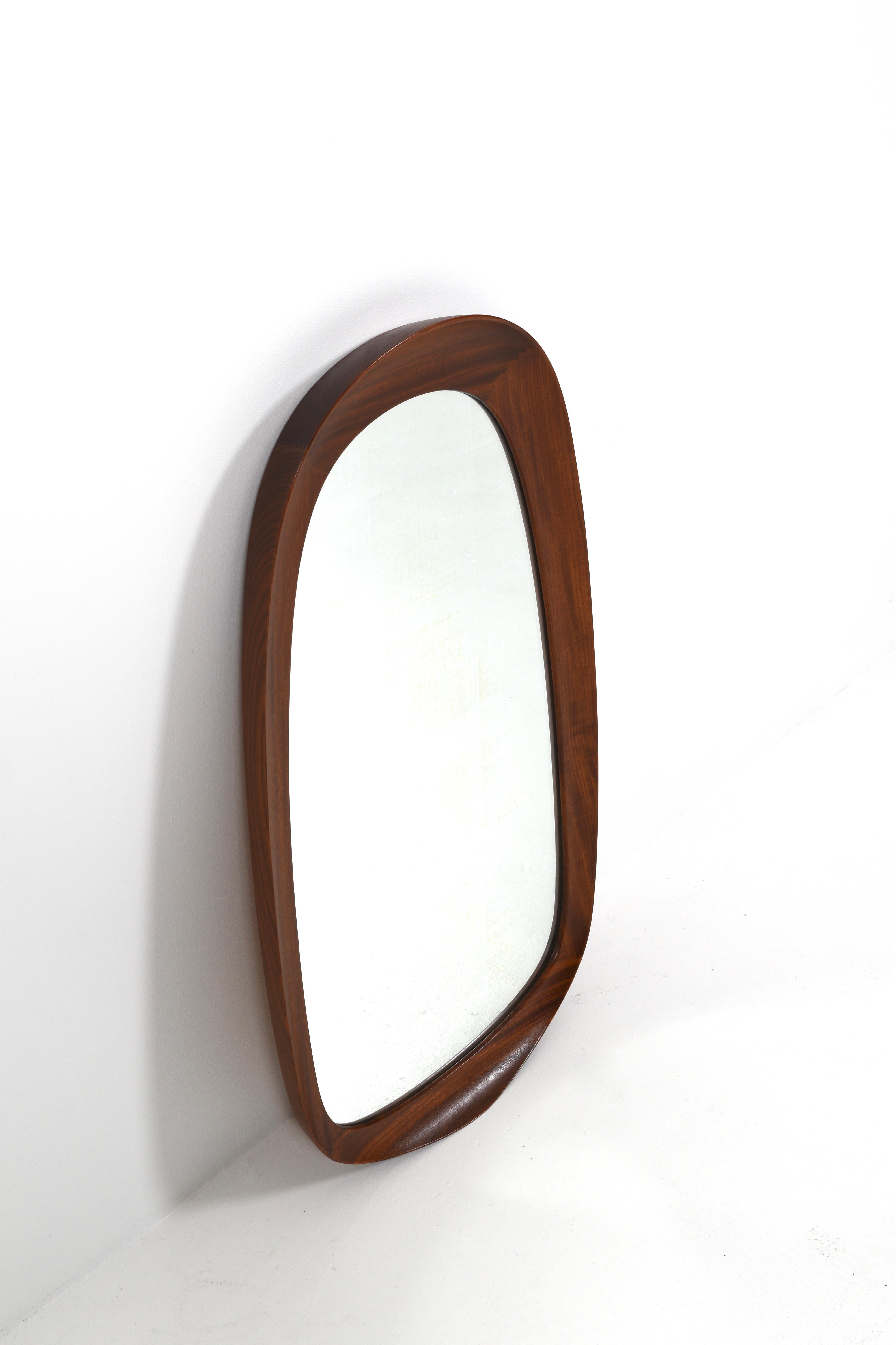 Mid-Century Teak Wall Mirrors with Crystal Glass by Glas & Trä, Sweden, 1950s For Sale 2
