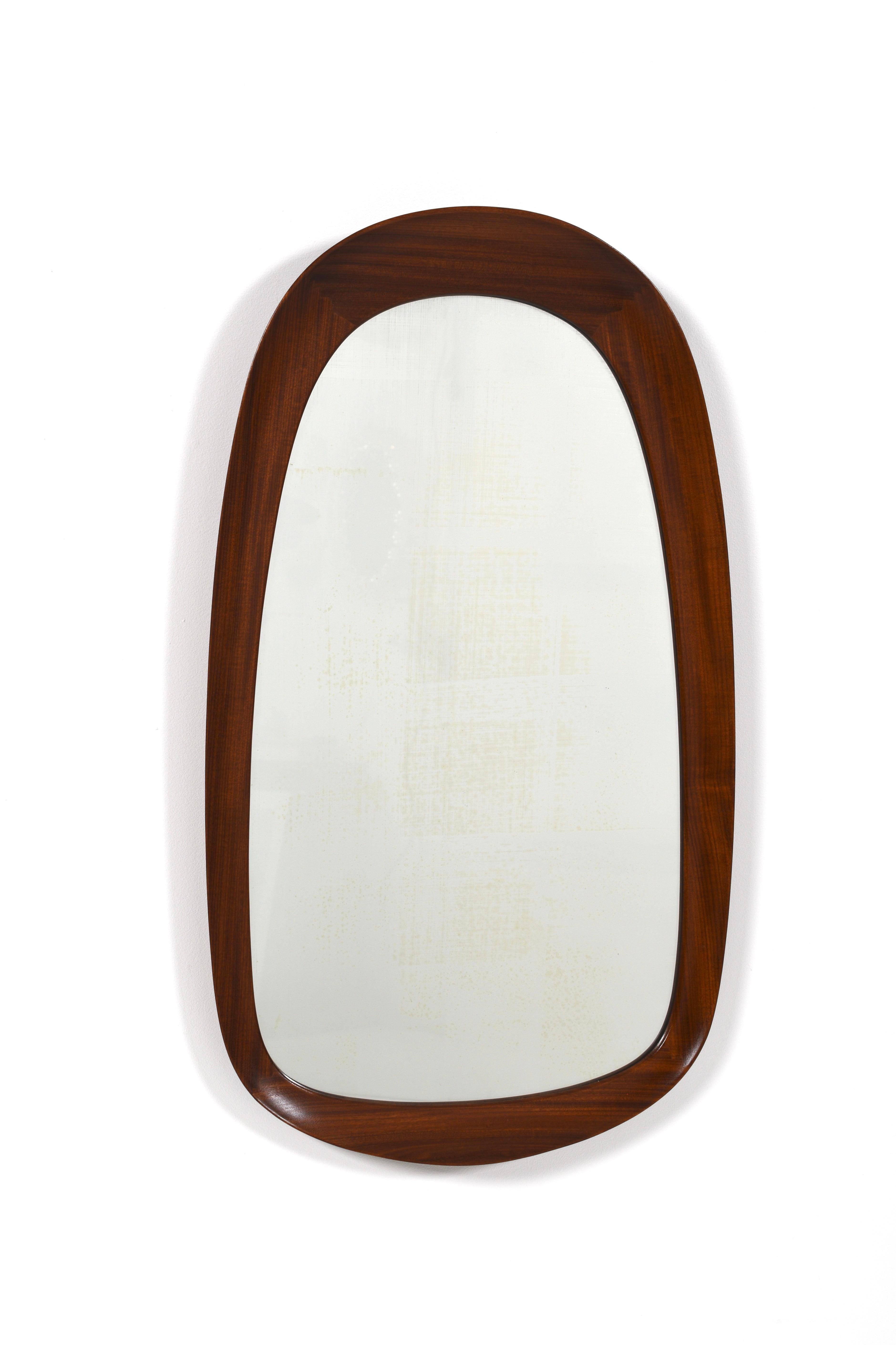 Mid-Century Teak Wall Mirrors with Crystal Glass by Glas & Trä, Sweden, 1950s For Sale 3