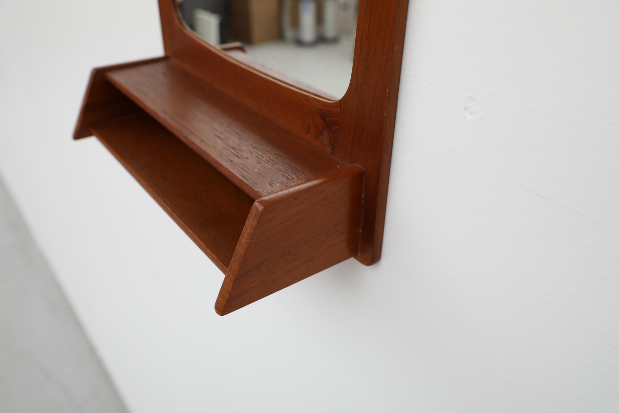 Mid-Century Teak Wall Mount Butlers or Entry Hall Mirror For Sale 3