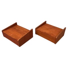 Mid-Century Teak Wall mounted bedside tables, set of 2