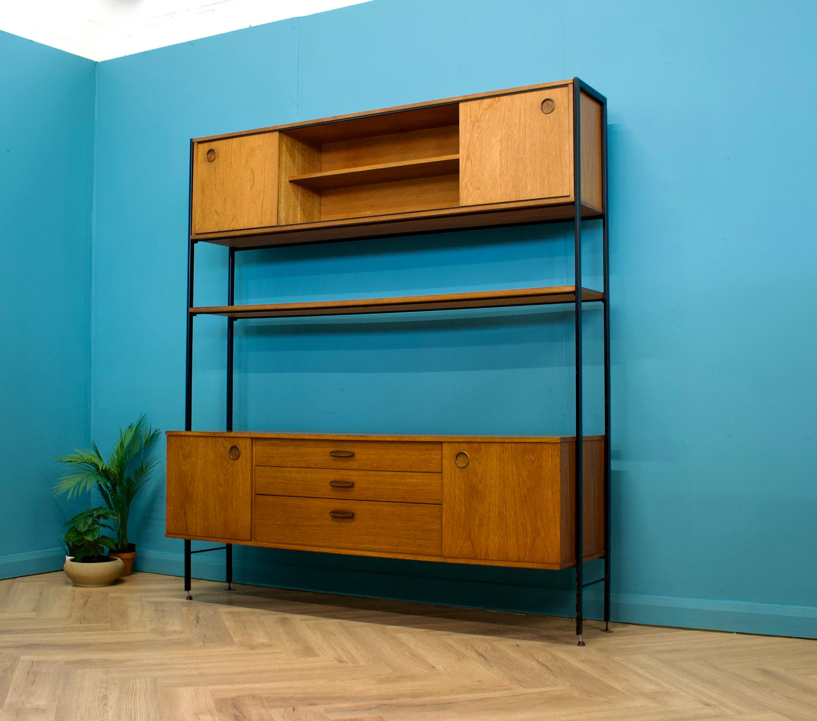 Veneer Mid Century Teak Wall or Shelving Unit from Avalon, 1960s