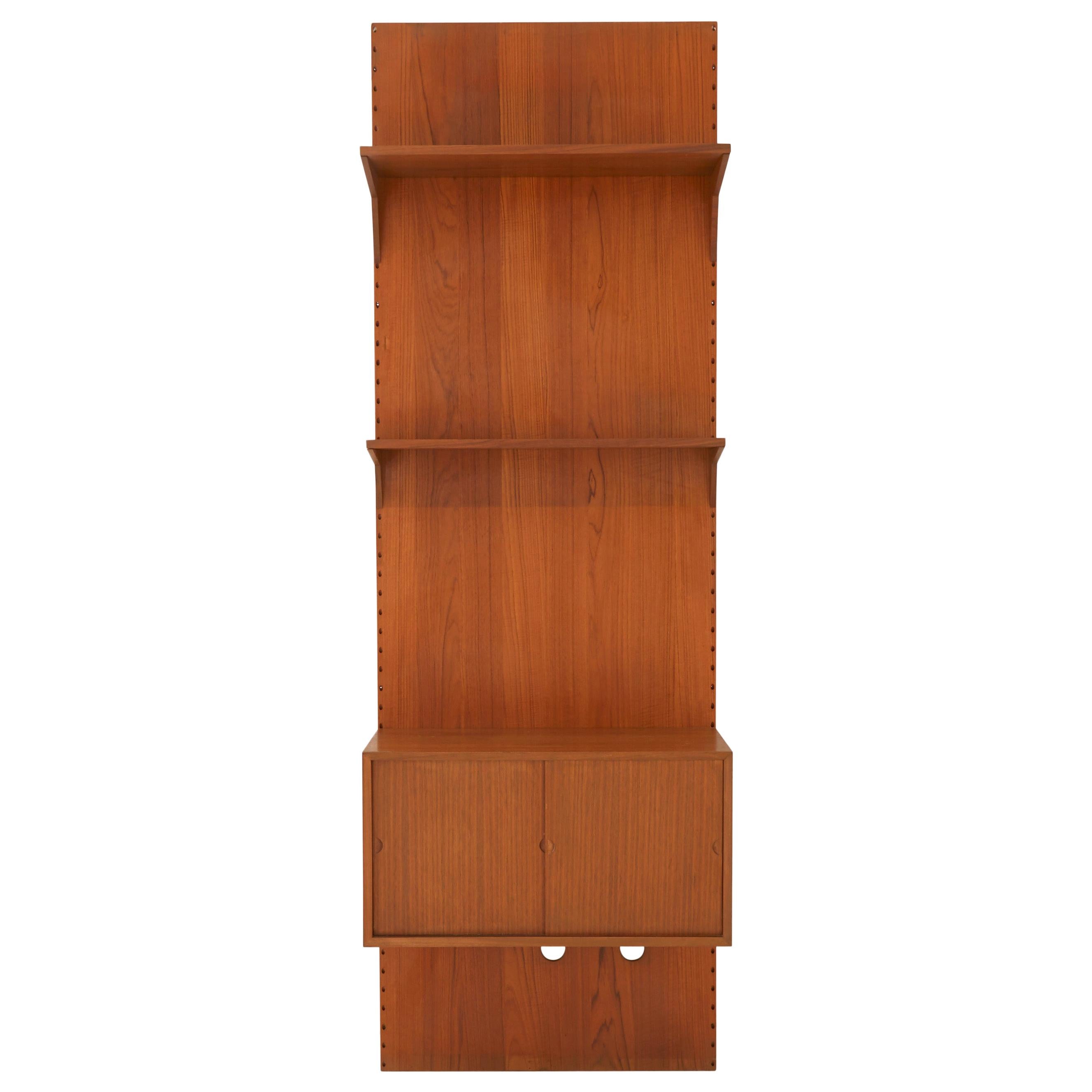 Midcentury Teak Wall Shelving Unit For Sale