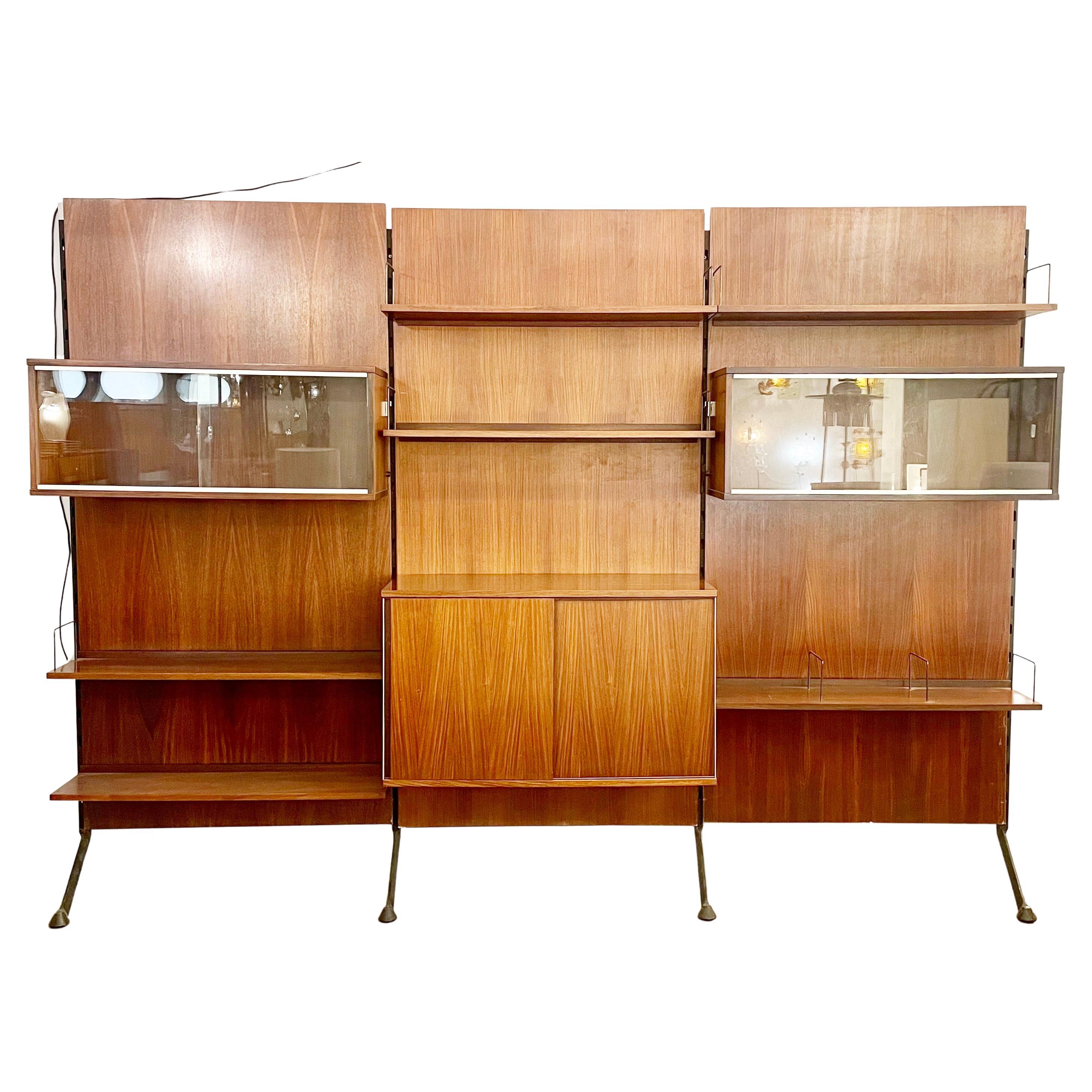 Mid-Century Teak Wall Unit by Ico Parisi, Italy 1960s For Sale