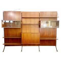 Retro Mid-Century Teak Wall Unit by Ico Parisi, Italy 1960s