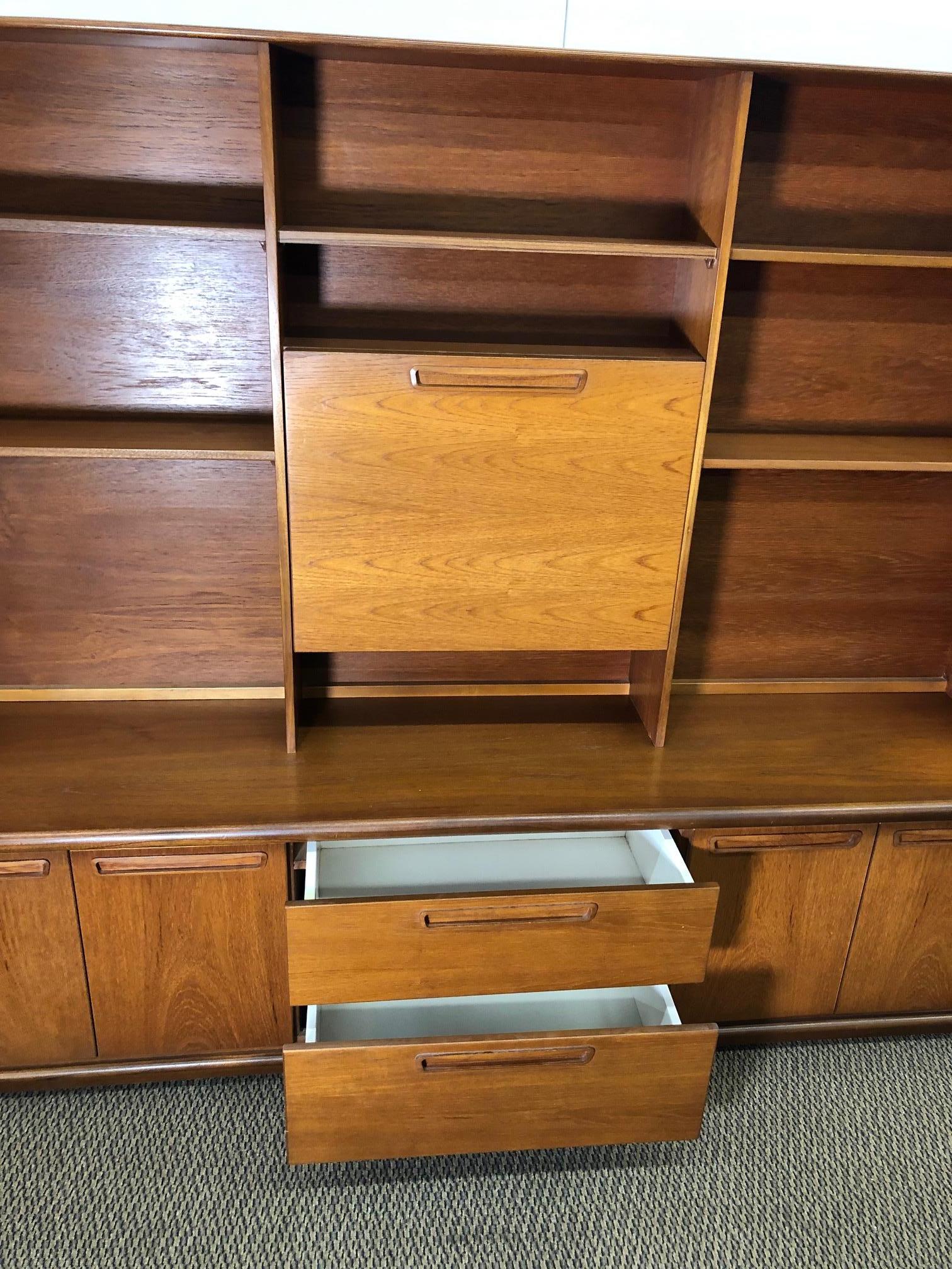 English Midcentury Teak Wall Unit by Meredew For Sale