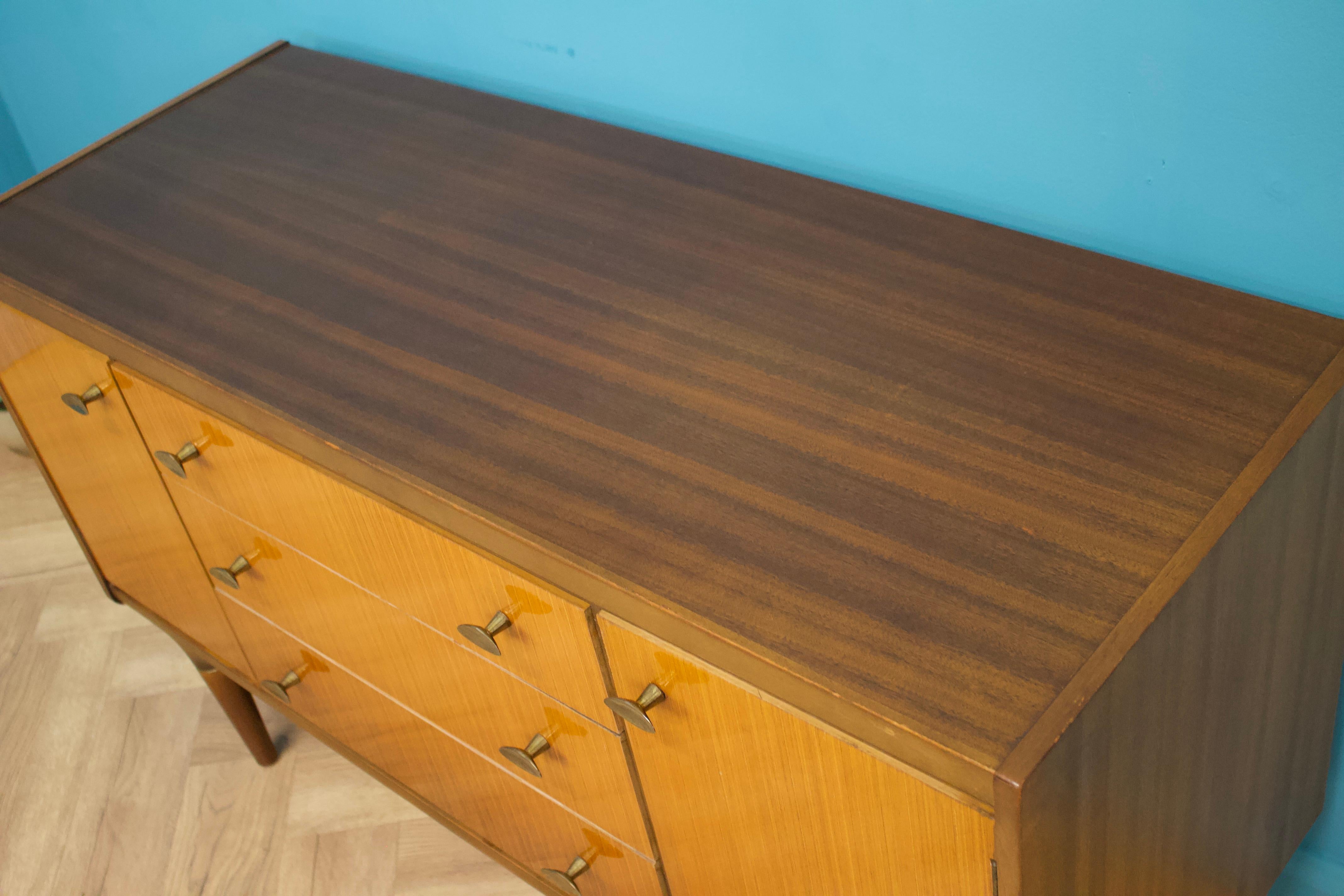 British Mid Century Teak  & Walnut Compact Sideboard from Wrighton, 1960s