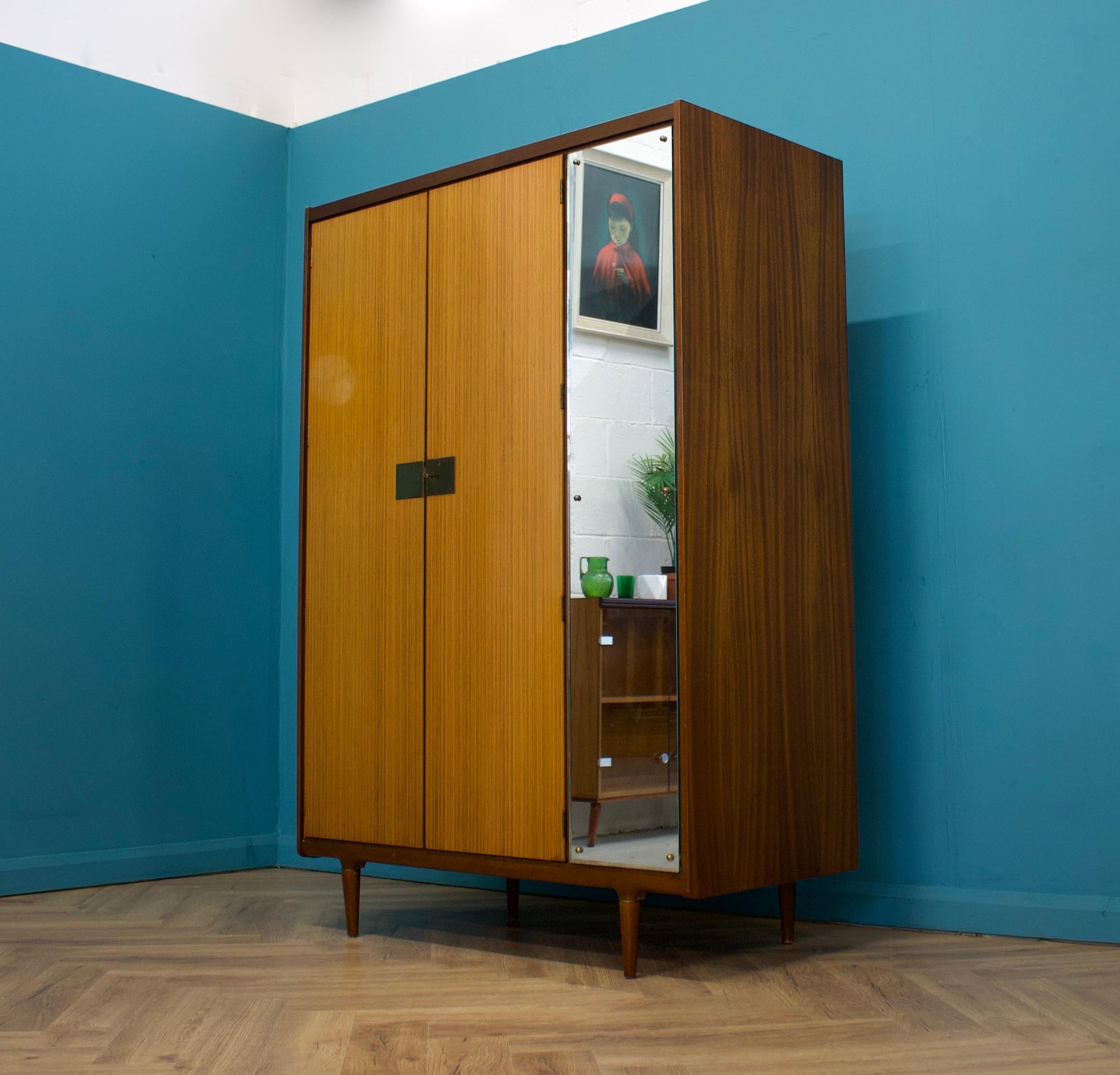 Veneer Mid-Century Teak & Walnut Wardrobe from Wrighton, 1960s