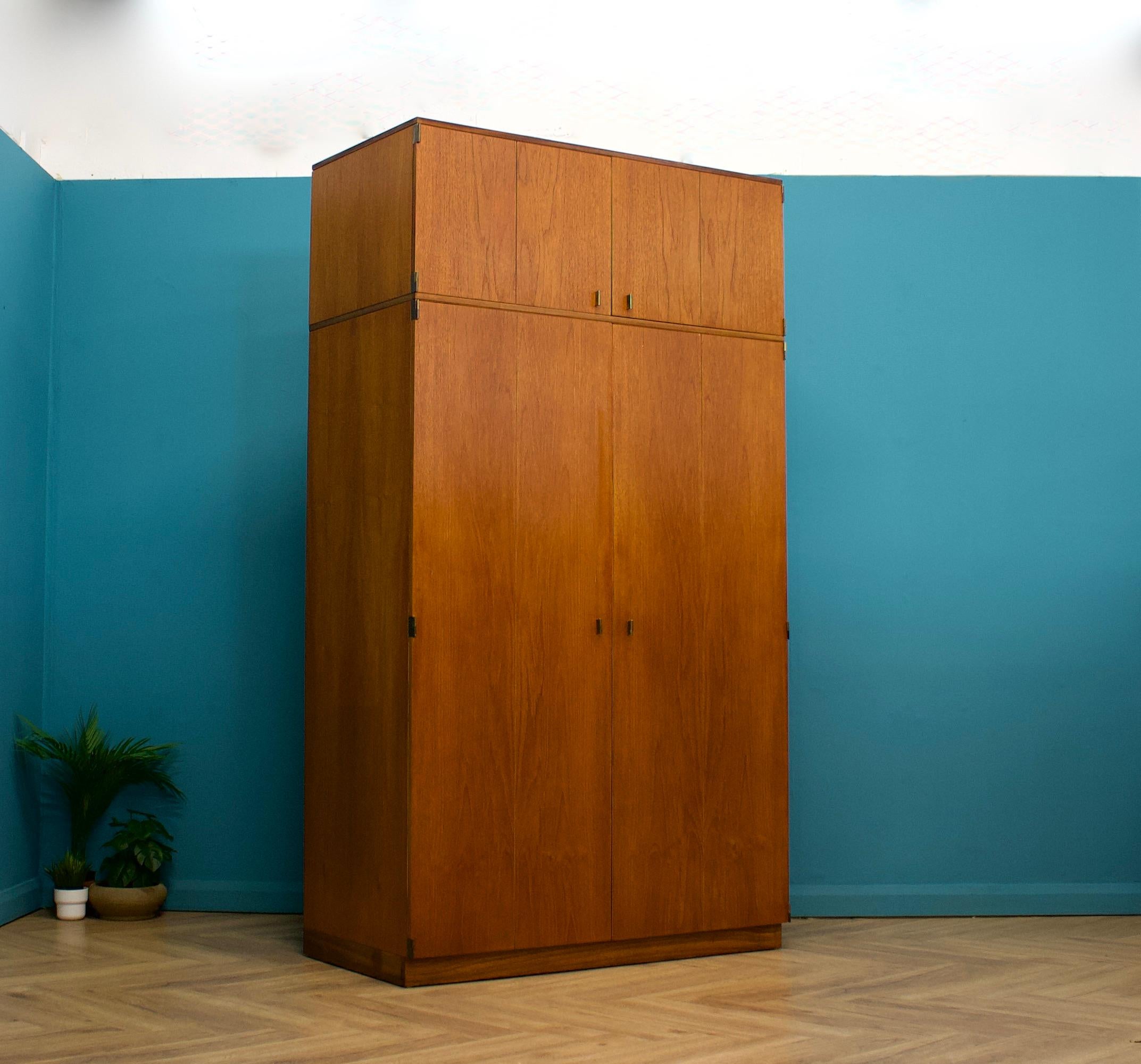 British Mid Century Teak Wardrobe from Beithcraft With Top Box, 1960s