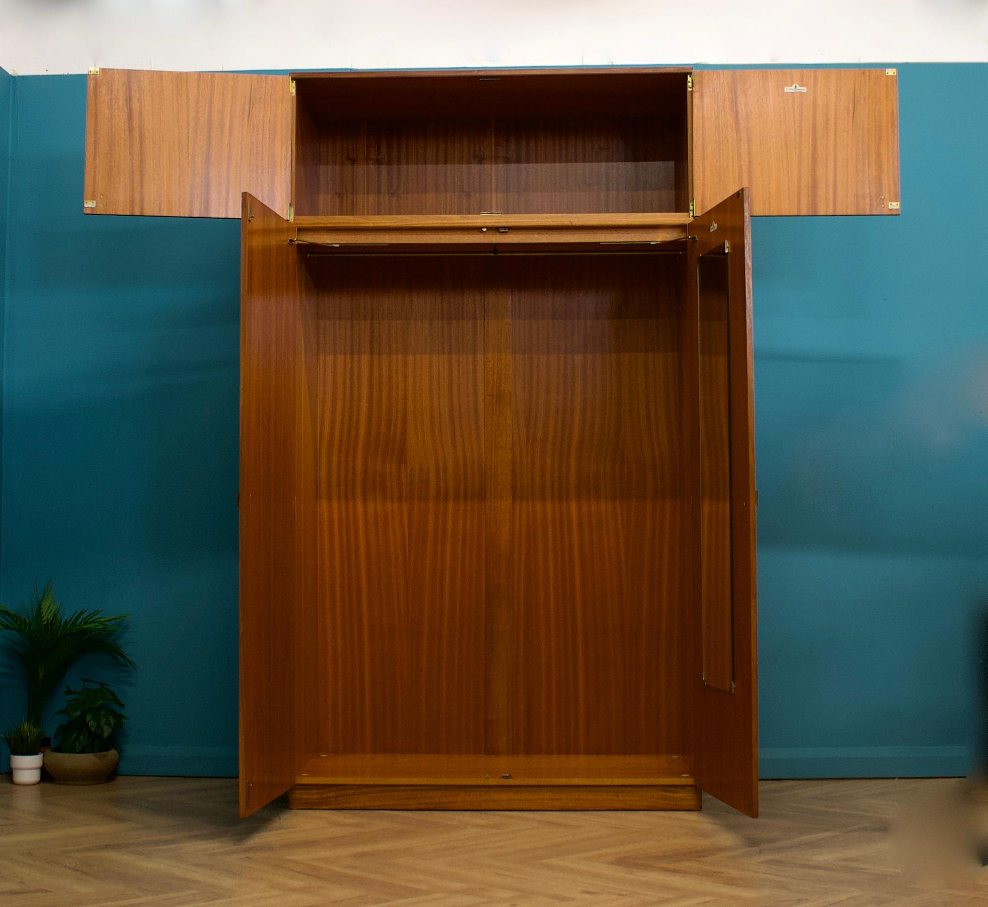Mid Century Teak Wardrobe from Beithcraft With Top Box, 1960s 1