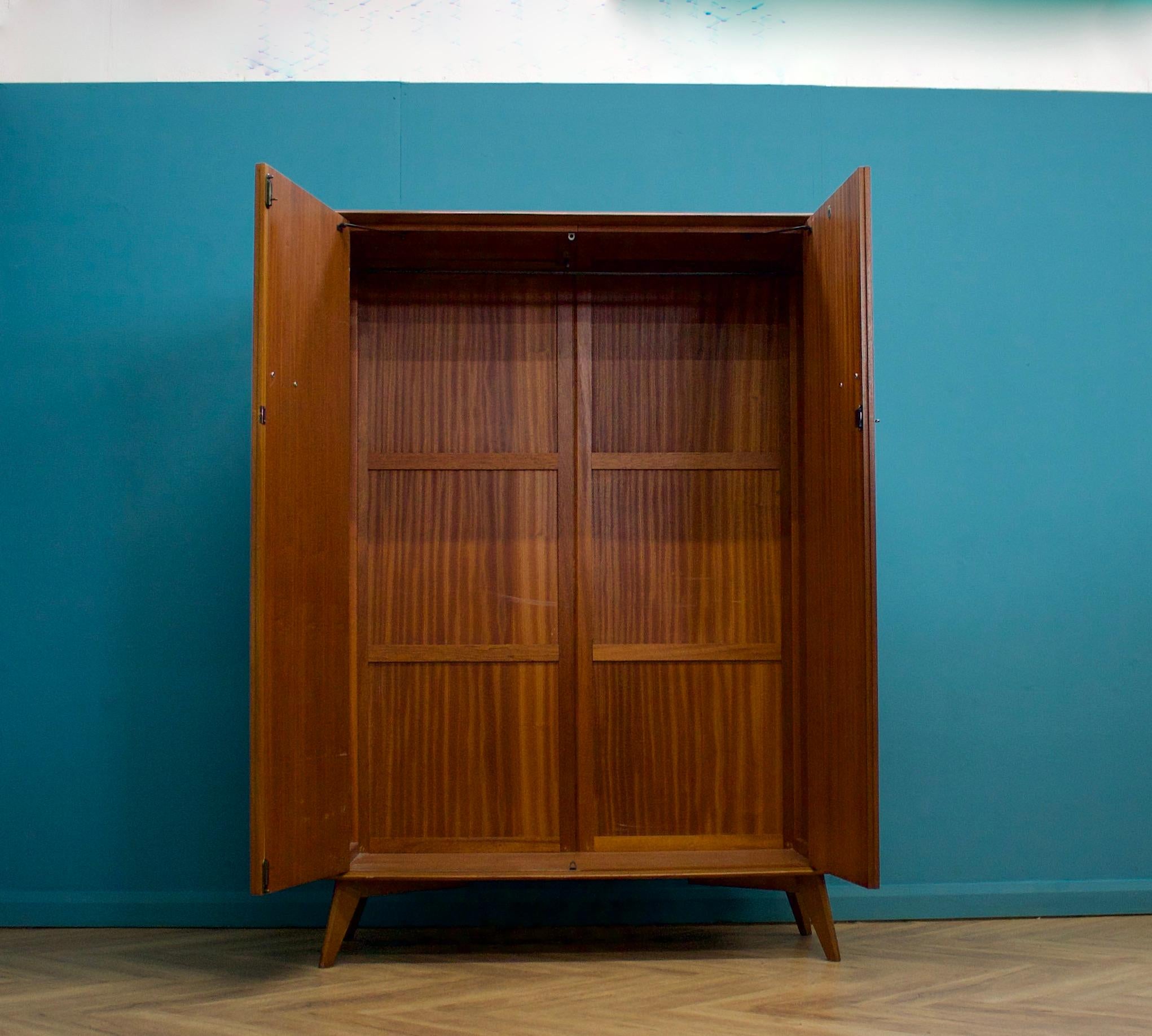 Mid Century Teak Wardrobe from Crown Furniture, 1960s In Good Condition In South Shields, GB