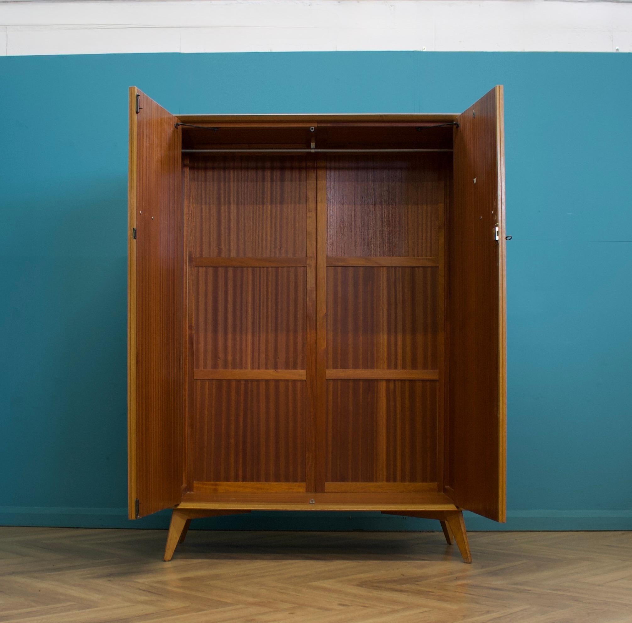 Mid Century Teak Wardrobe from Crown Furniture, 1960s In Good Condition In South Shields, GB