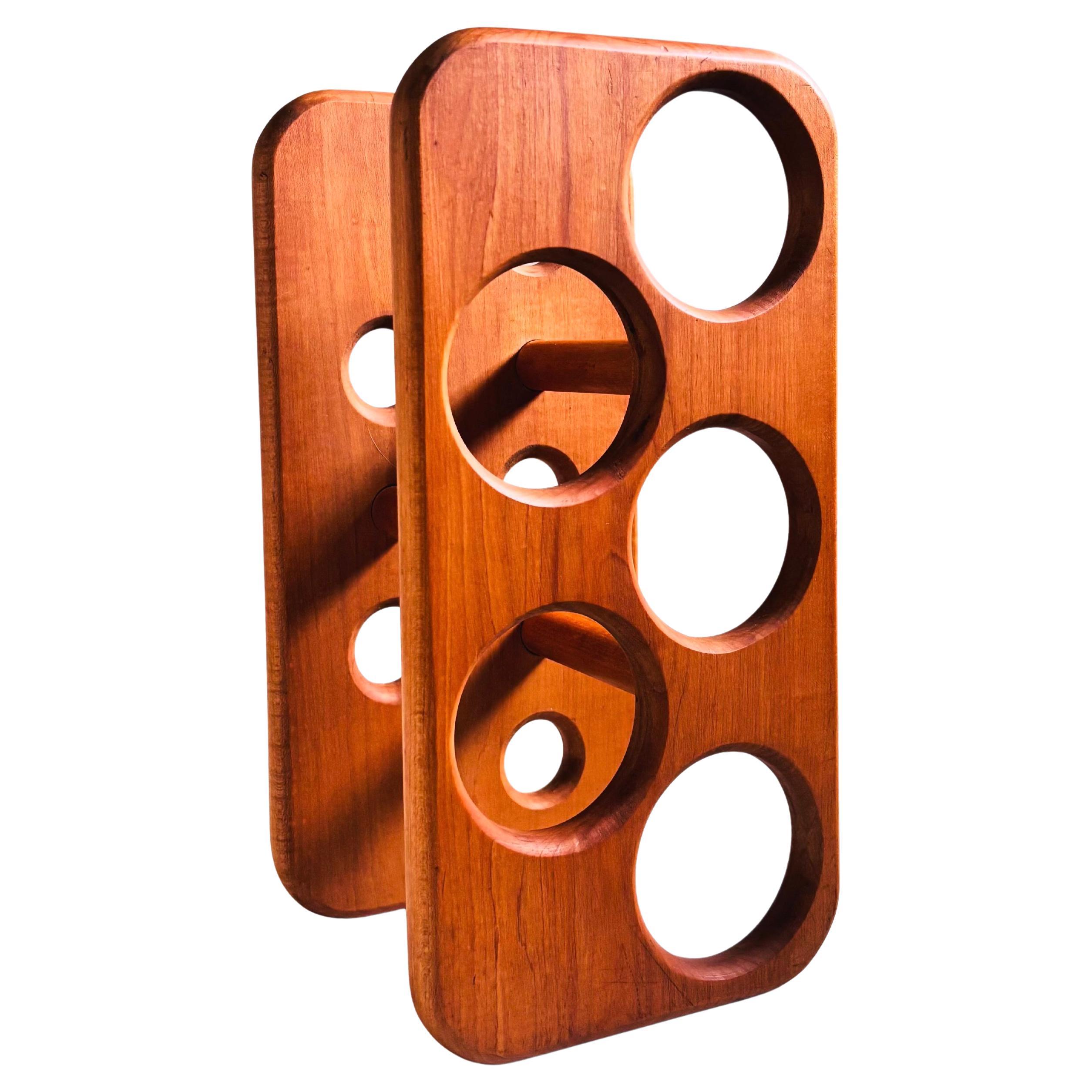 Mid Century Teak Wine Rack - 5 Bottles