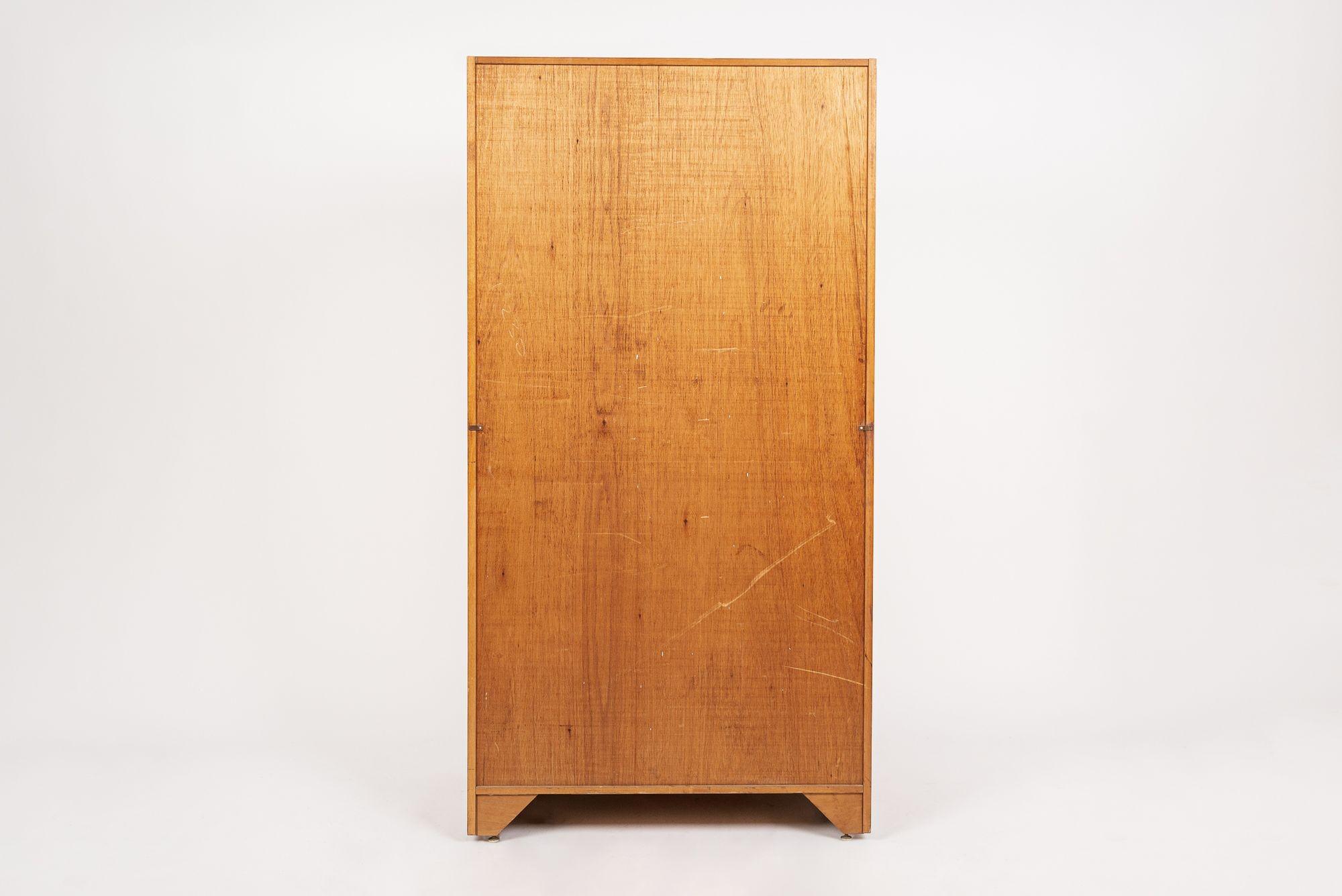 Metal Mid Century Teak Wood Armoire Wardrobe Cabinet by G-Plan
