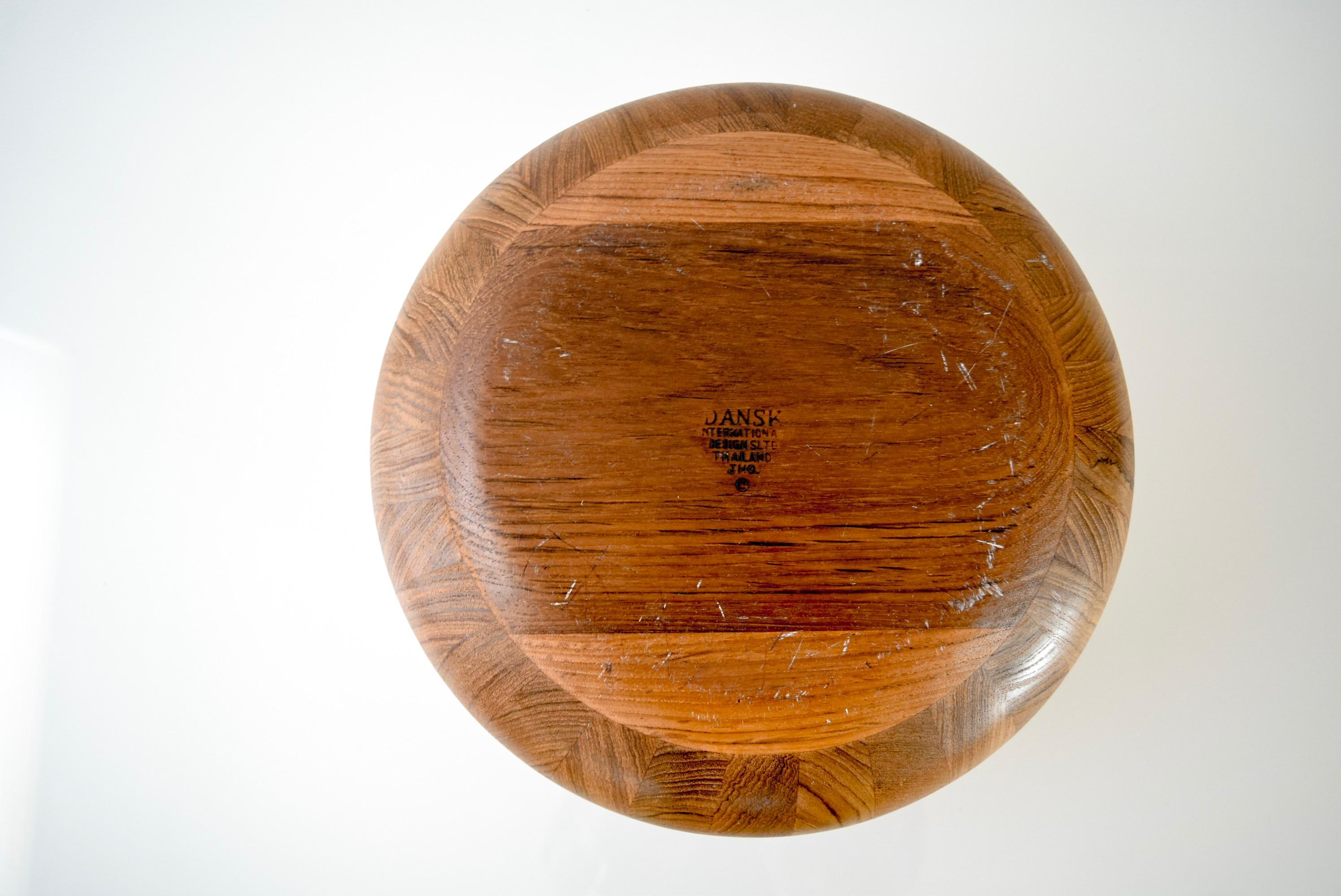 Mid Century Teak Wood Decorative Bowl by Dansk For Sale 3