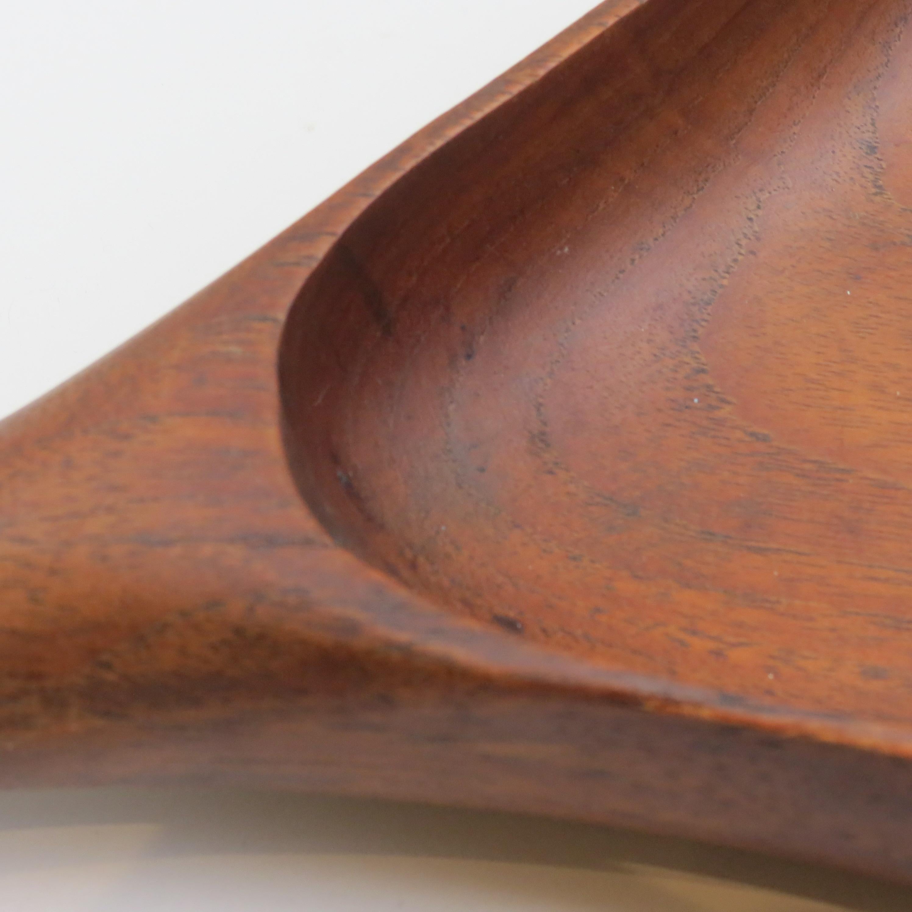 Mid-century Teak Wood Dish Serving Bowl with Handle 1960s en vente 5
