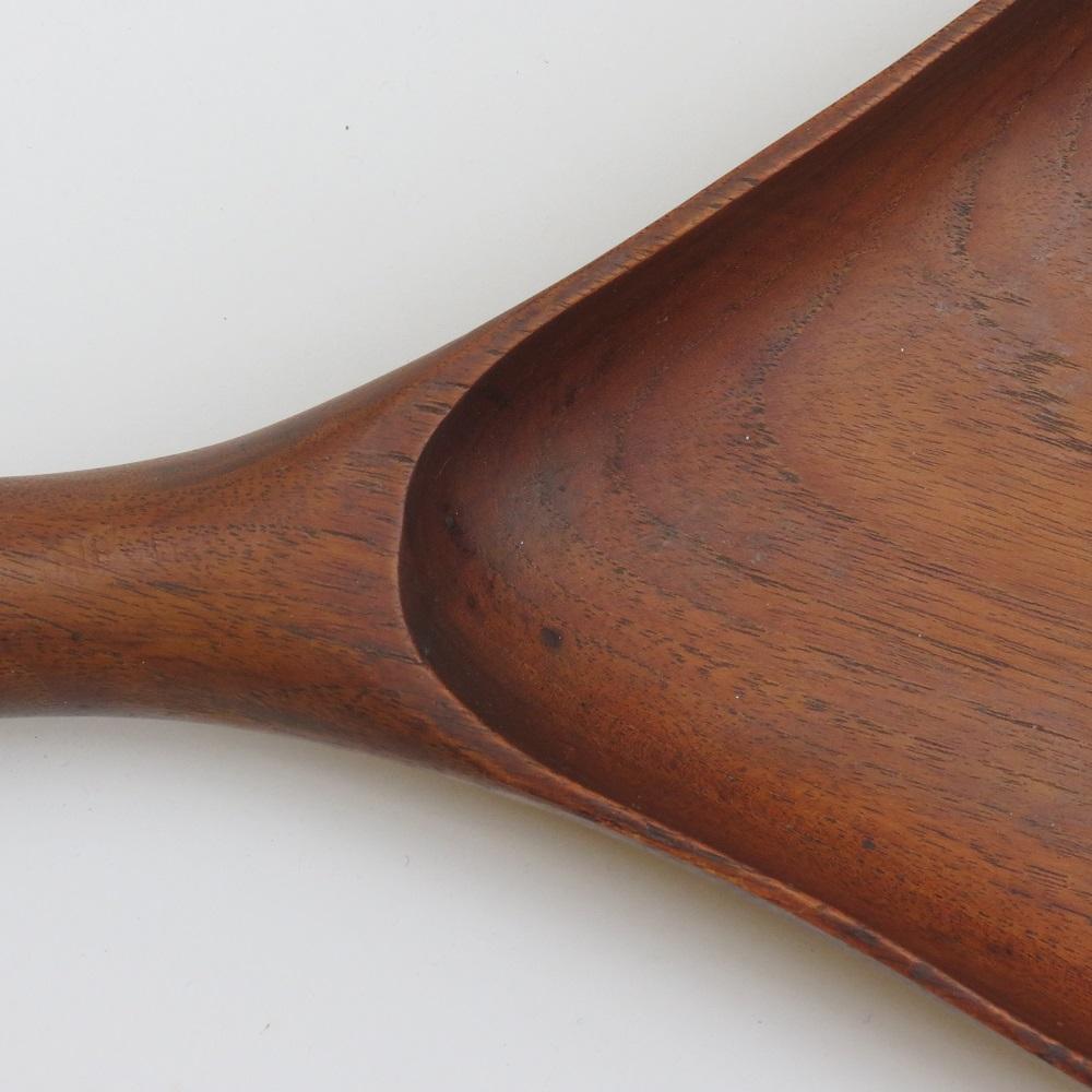 20ième siècle Mid-century Teak Wood Dish Serving Bowl with Handle 1960s en vente