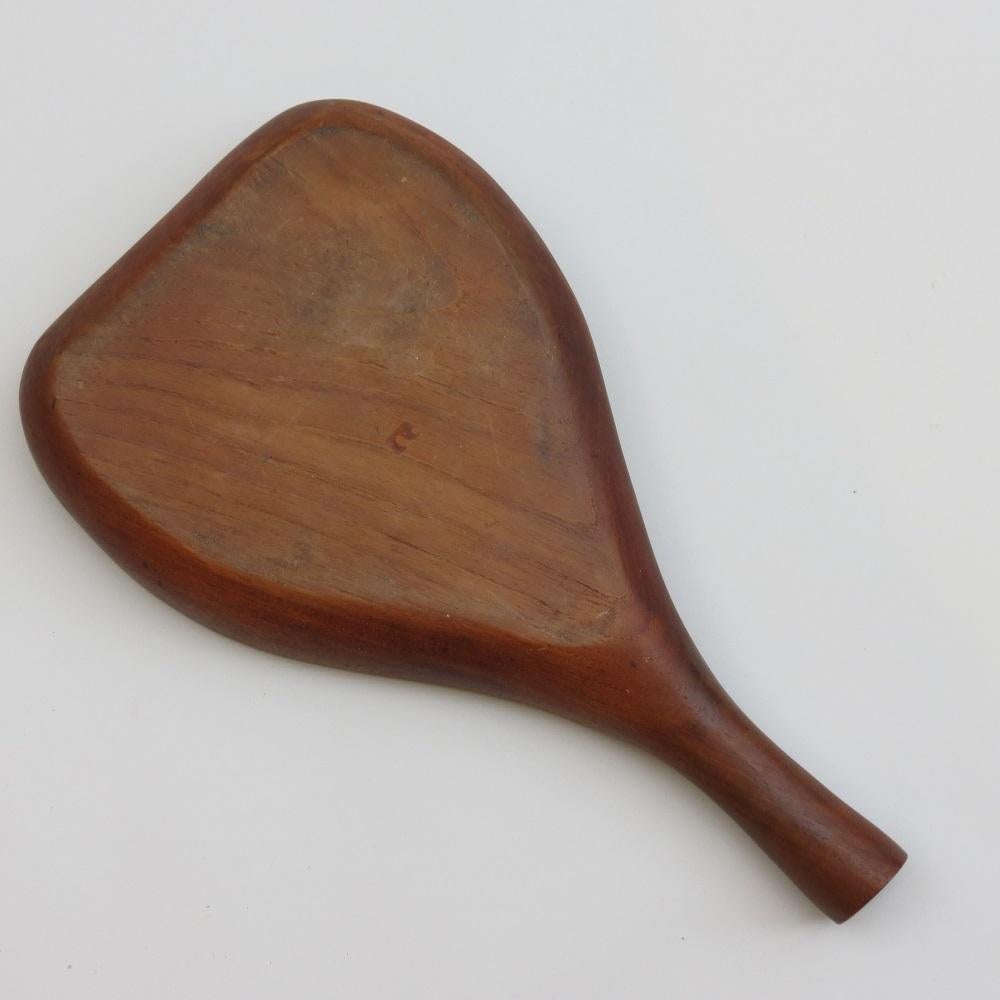 Teck Mid-century Teak Wood Dish Serving Bowl with Handle 1960s en vente