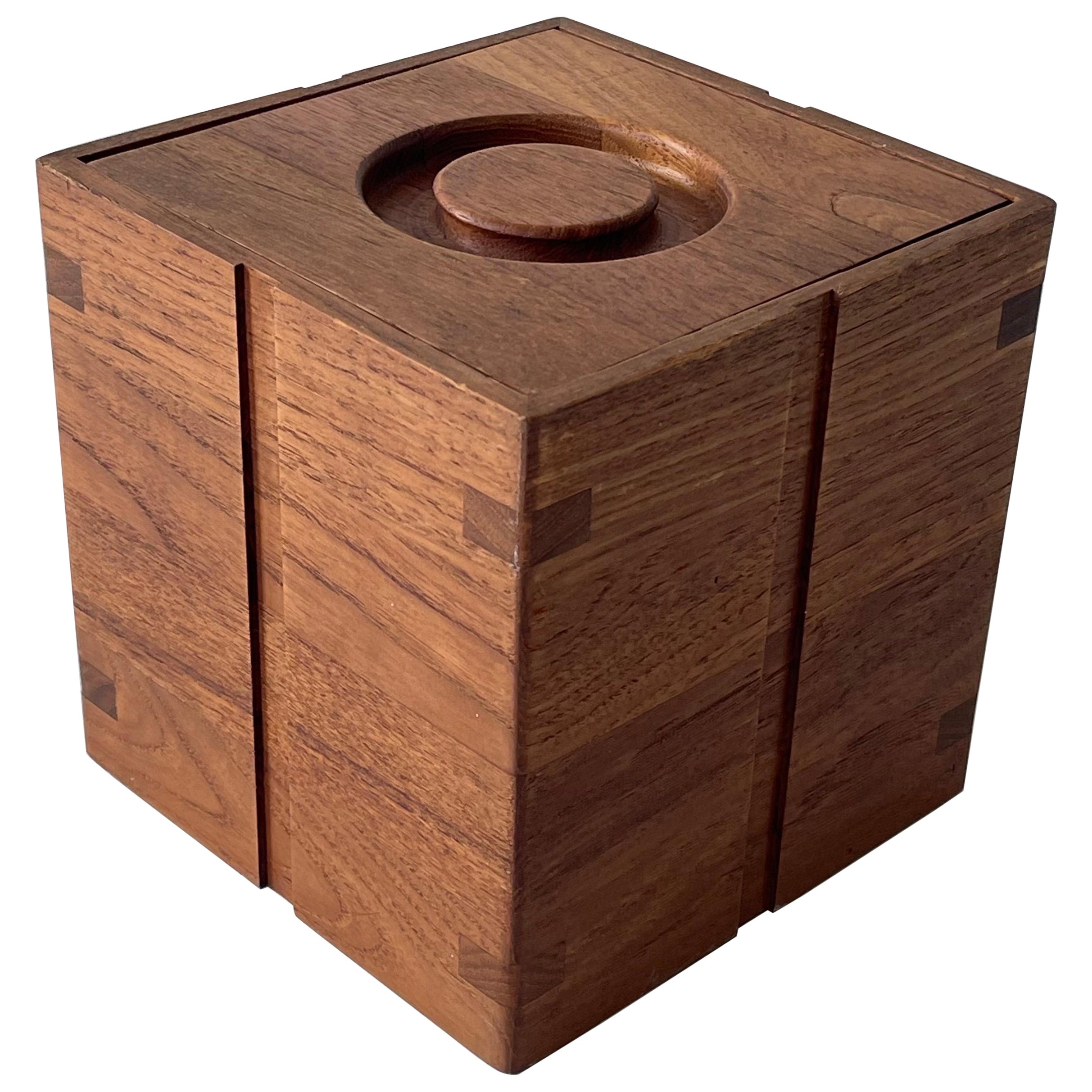 Mid Century Teak Wood Ice Bucket by Kalmar, 1960s