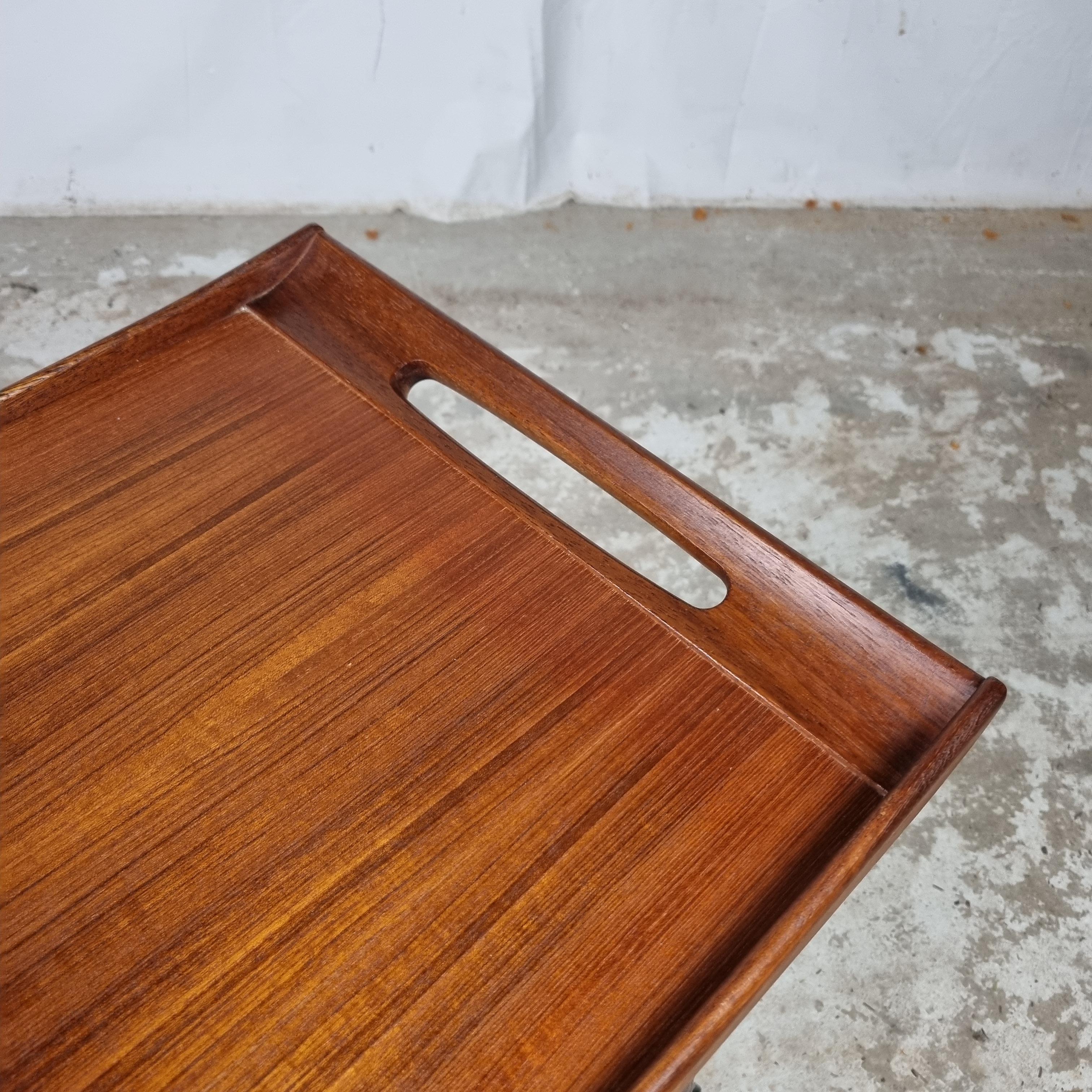 Mid Century teak wood serving trolley, side table by Opal klein möbel, Germany 11