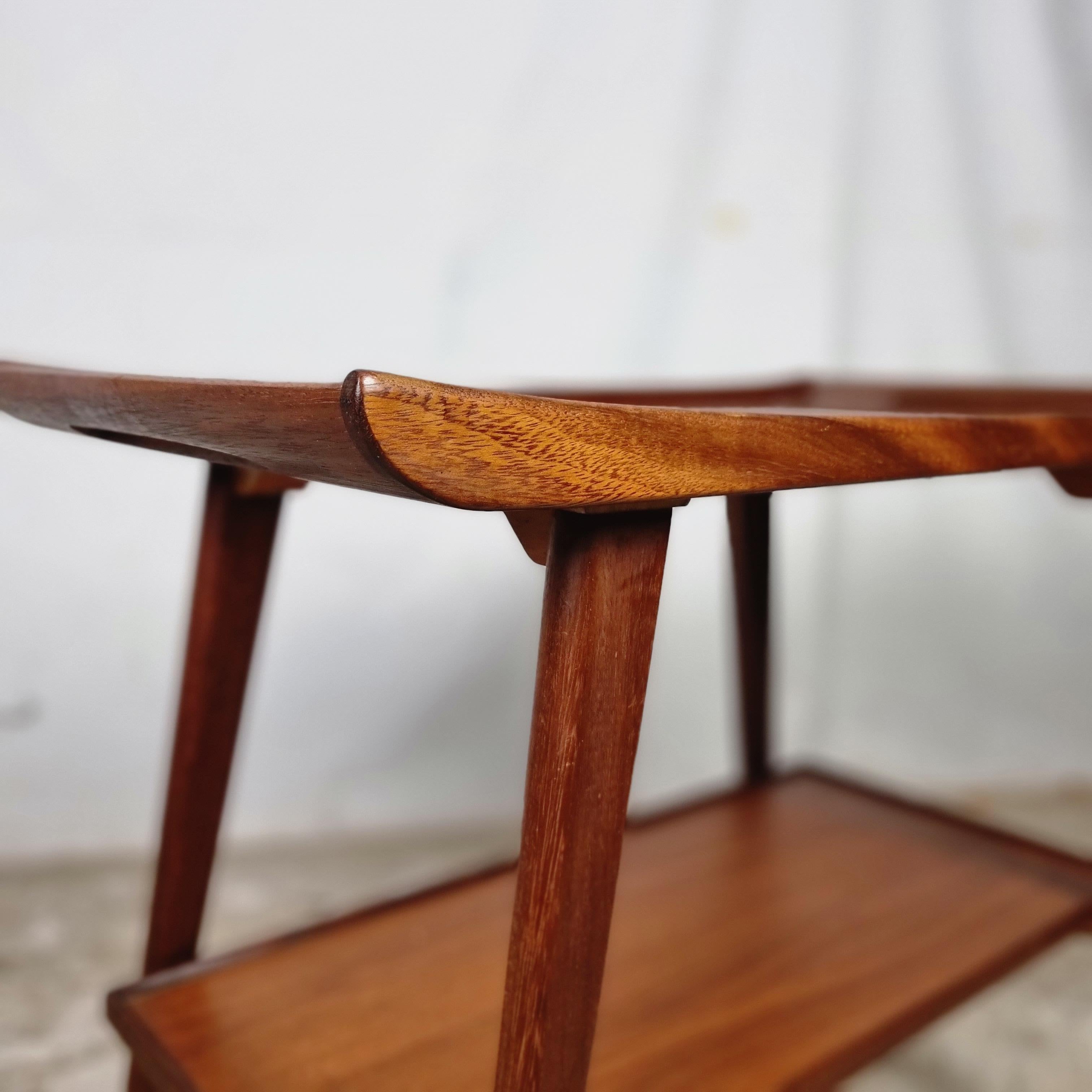 Mid Century teak wood serving trolley, side table by Opal klein möbel, Germany In Good Condition In GOIRLE, NL