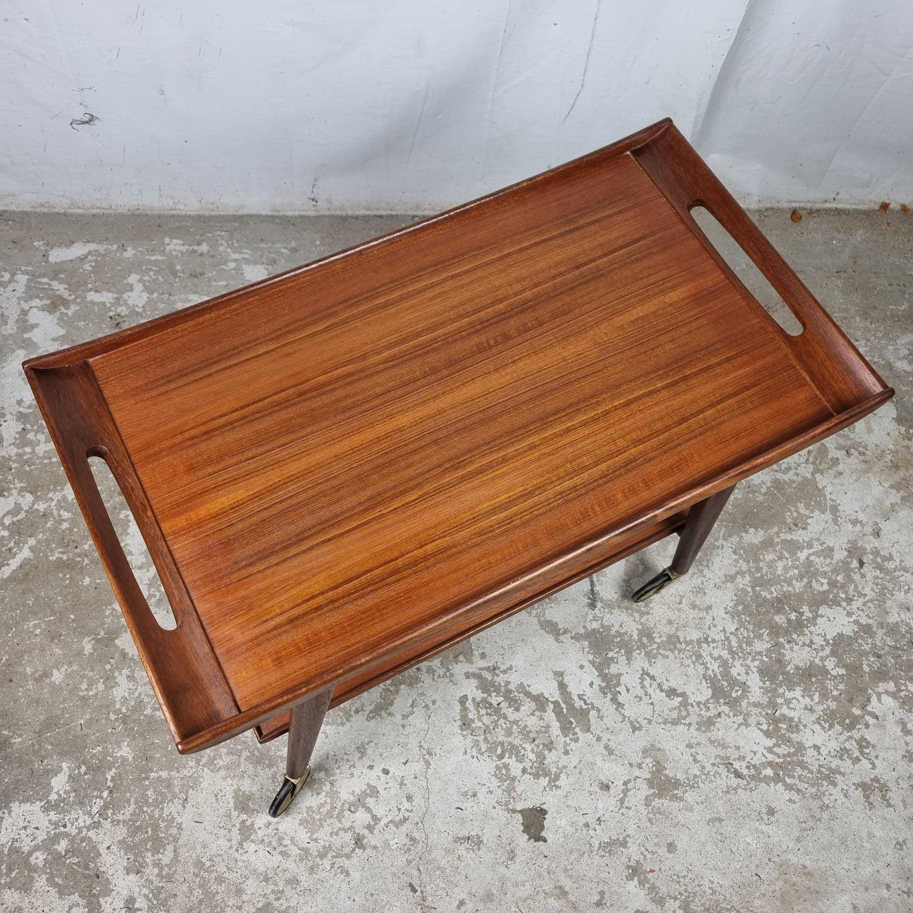 20th Century Mid Century teak wood serving trolley, side table by Opal klein möbel, Germany