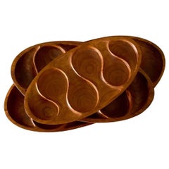 Juego de bandejas de madera de teca de mediados de siglo al estilo de Laur Jensen para Odense Denmar