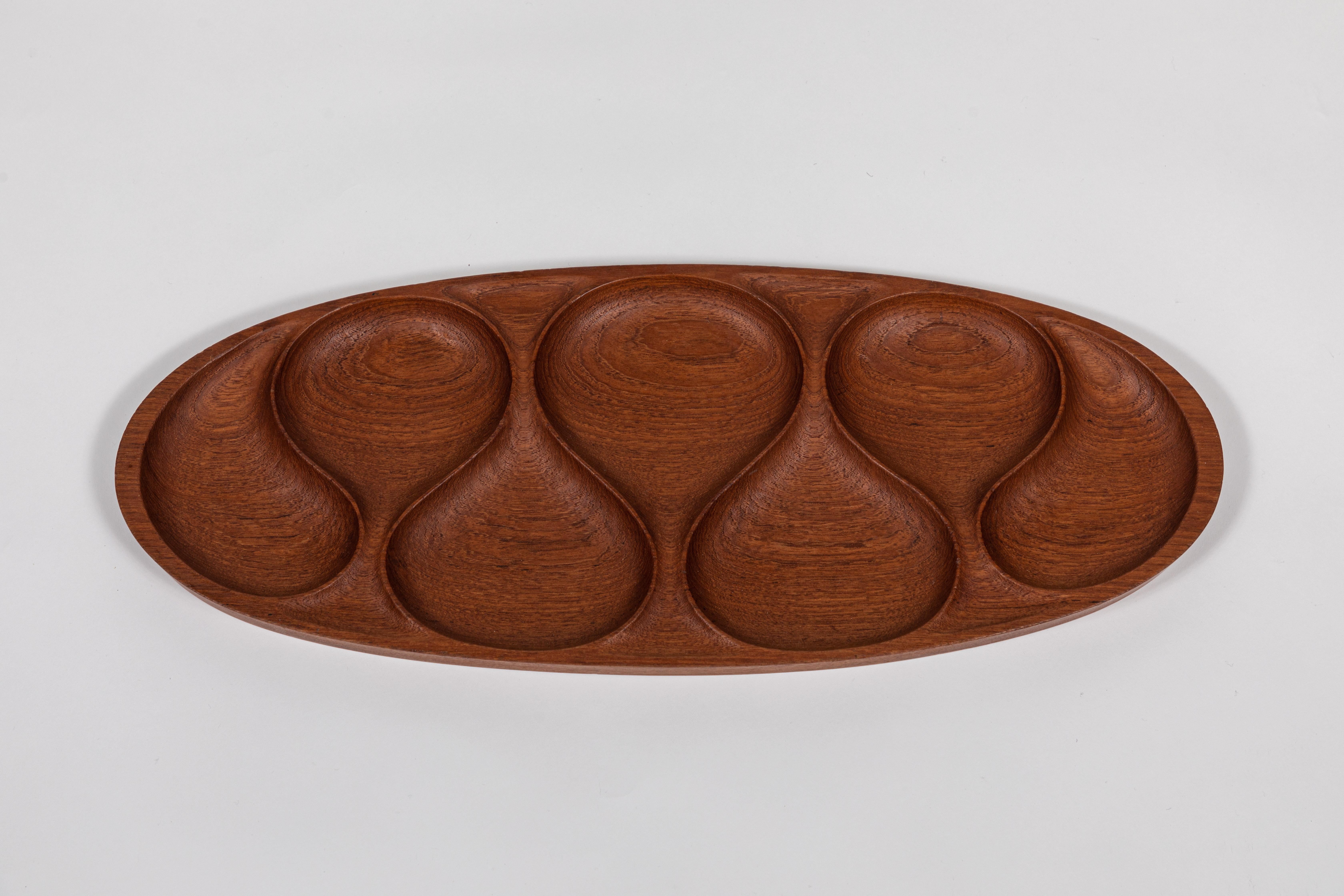 Midcentury teak wood trinket tray by Laur. Jensen for Odense, Denmark.