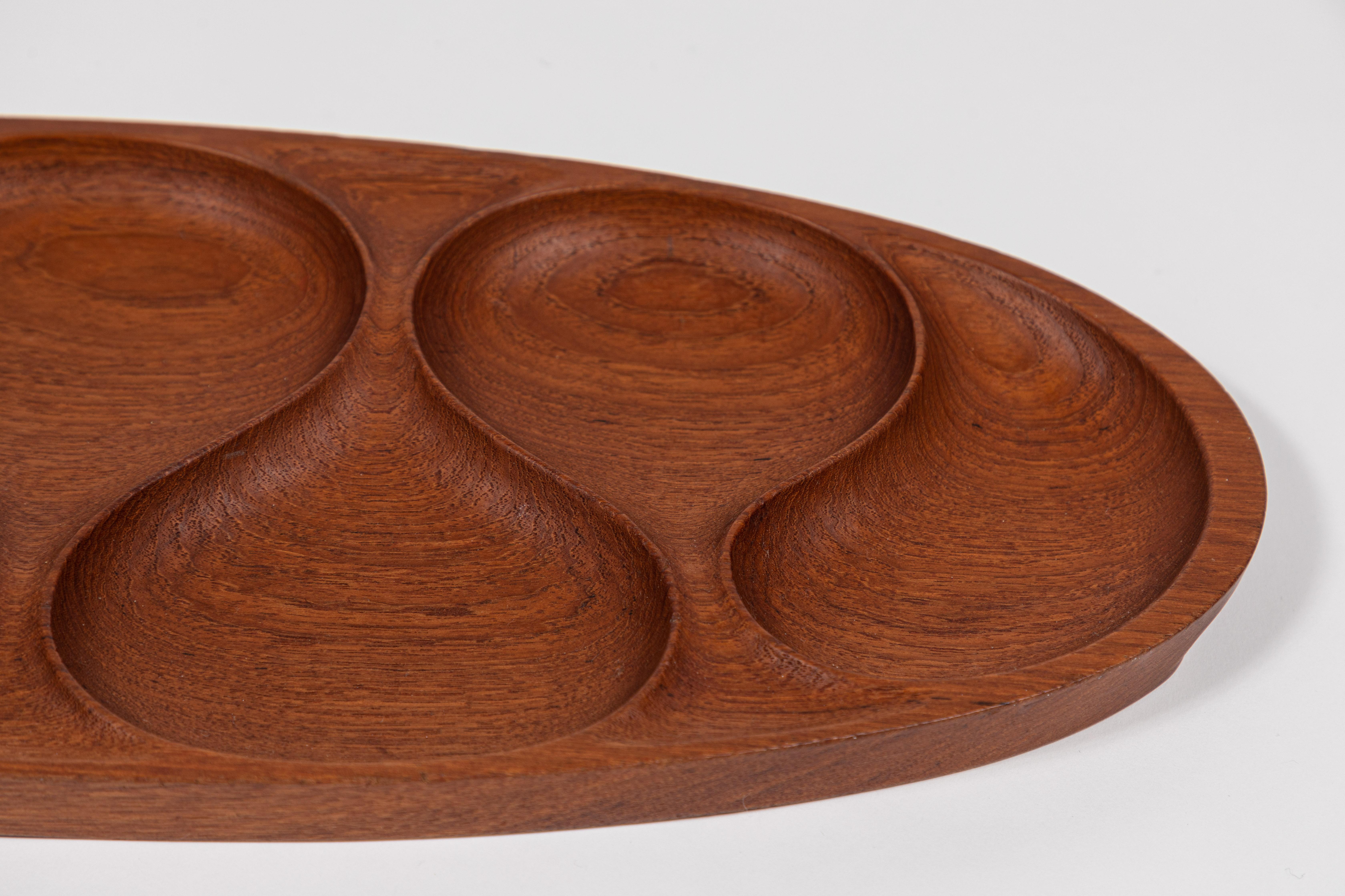 Danish Midcentury Teak Wood Tray by Laur. Jensen for Odense, Denmark