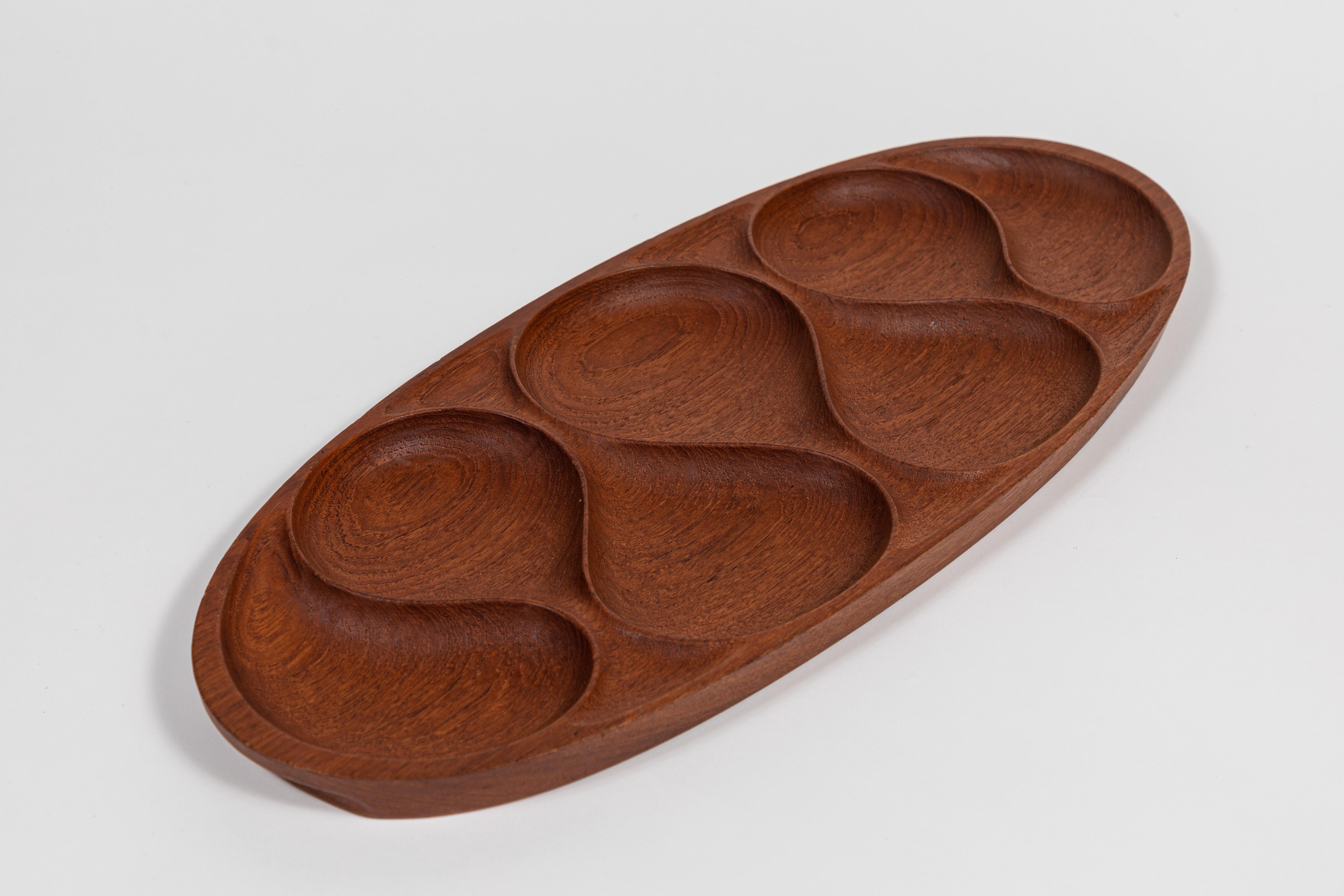 Midcentury Teak Wood Tray by Laur. Jensen for Odense, Denmark In Excellent Condition In Pasadena, CA