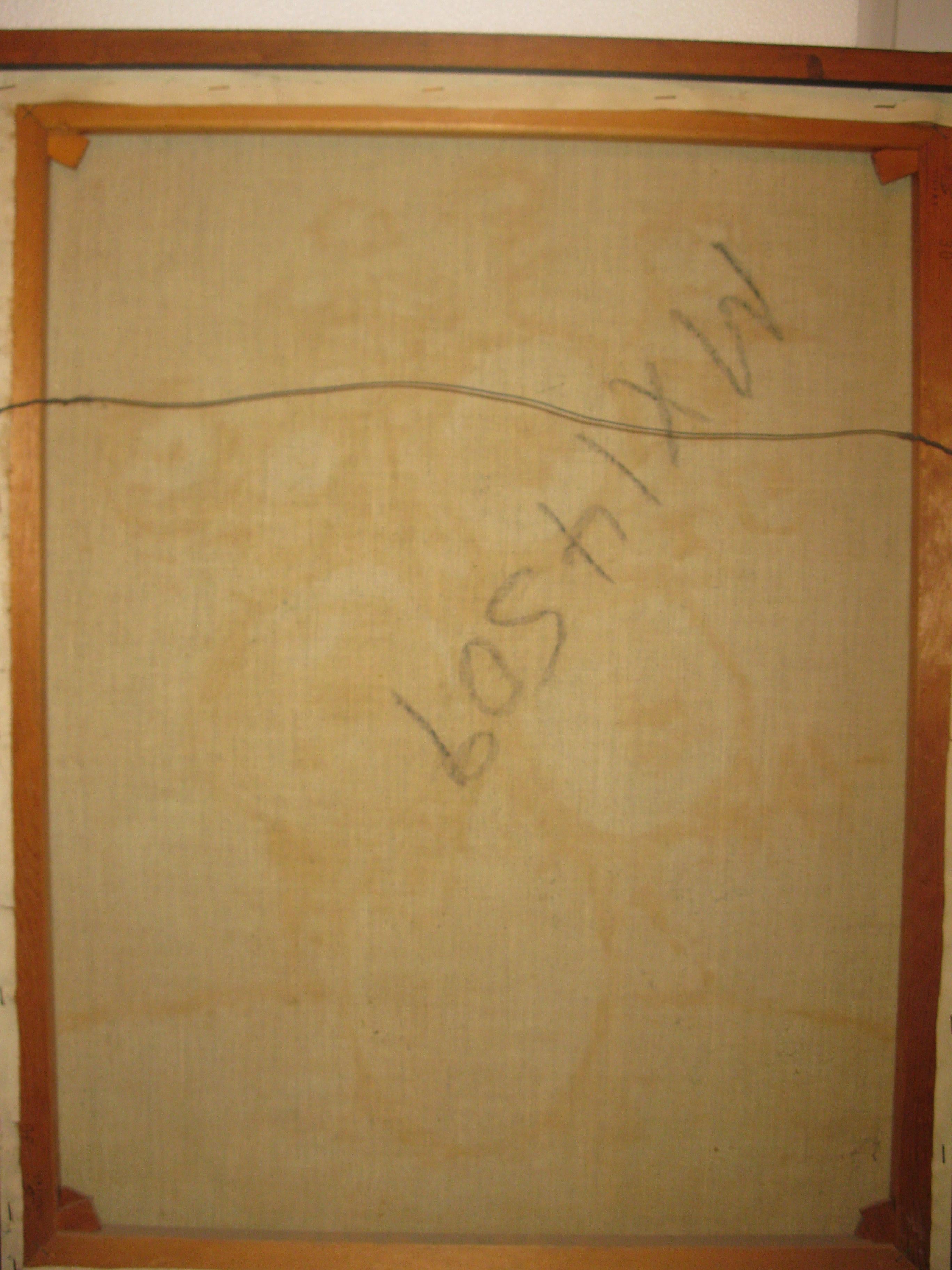 Mitte des Jahrhunderts Teal und Gold Impasto Gemälde auf Leinwand (Sonstiges) im Angebot