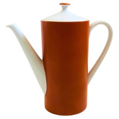 Mid Century Teapot - Burnt Orange and White