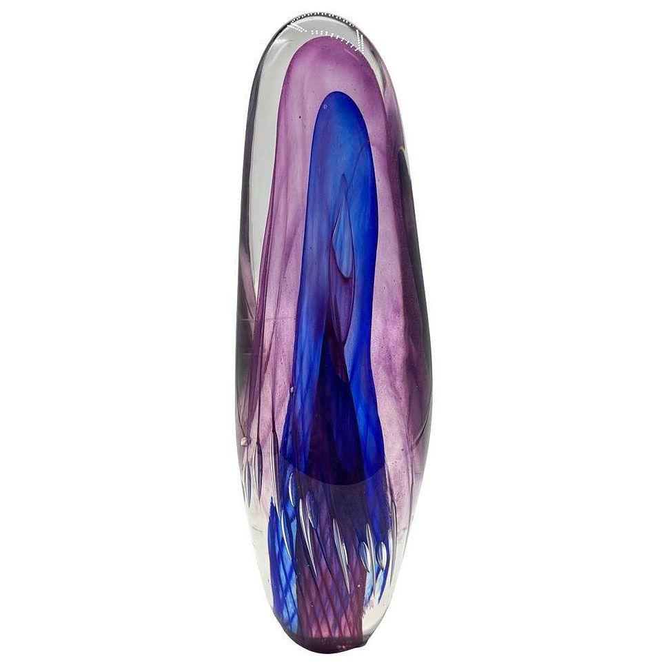 Mid-Century Modern Sculpture en verre d'art Murano Sommerso du milieu du siècle en forme de larme bleue et violette en vente