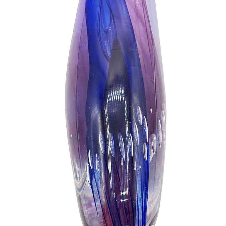 Sculpture en verre d'art Murano Sommerso du milieu du siècle en forme de larme bleue et violette Excellent état - En vente à Van Nuys, CA