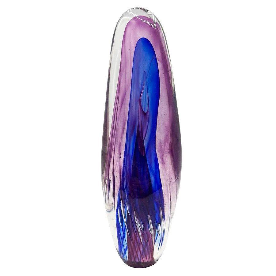 Milieu du XXe siècle Sculpture en verre d'art Murano Sommerso du milieu du siècle en forme de larme bleue et violette en vente