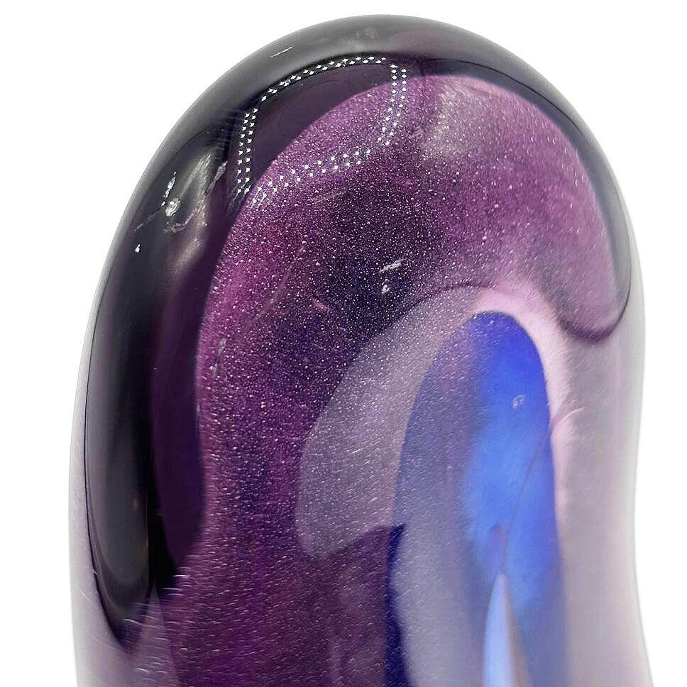 Verre d'art Sculpture en verre d'art Murano Sommerso du milieu du siècle en forme de larme bleue et violette en vente