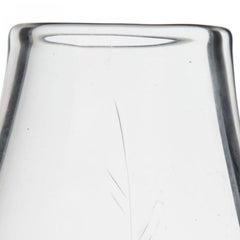 Mid-Century Tear Drop Etched Glass Vase