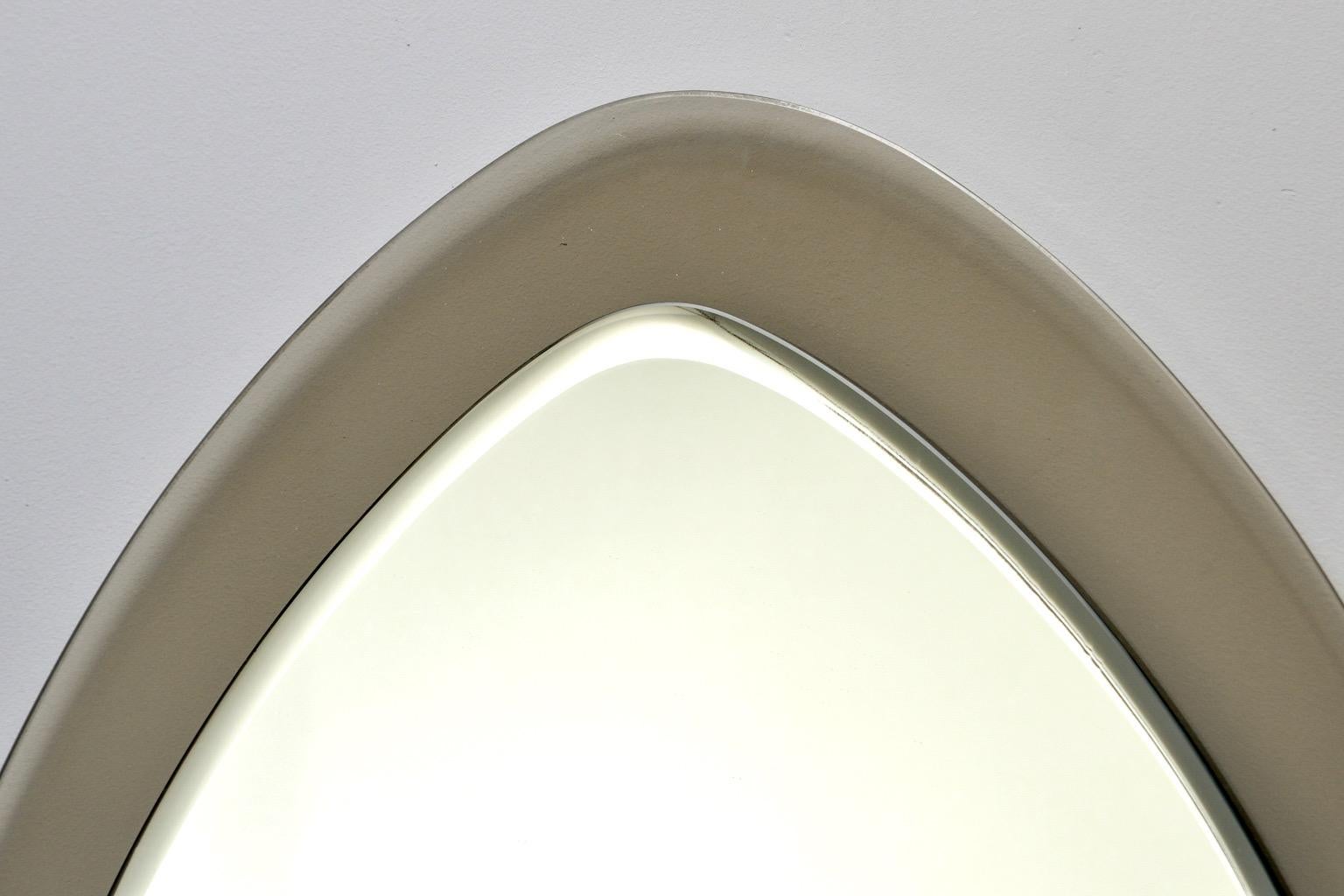 Mid-Century Modern Midcentury Tear Drop Italian Mirror with Taupe Glass Frame