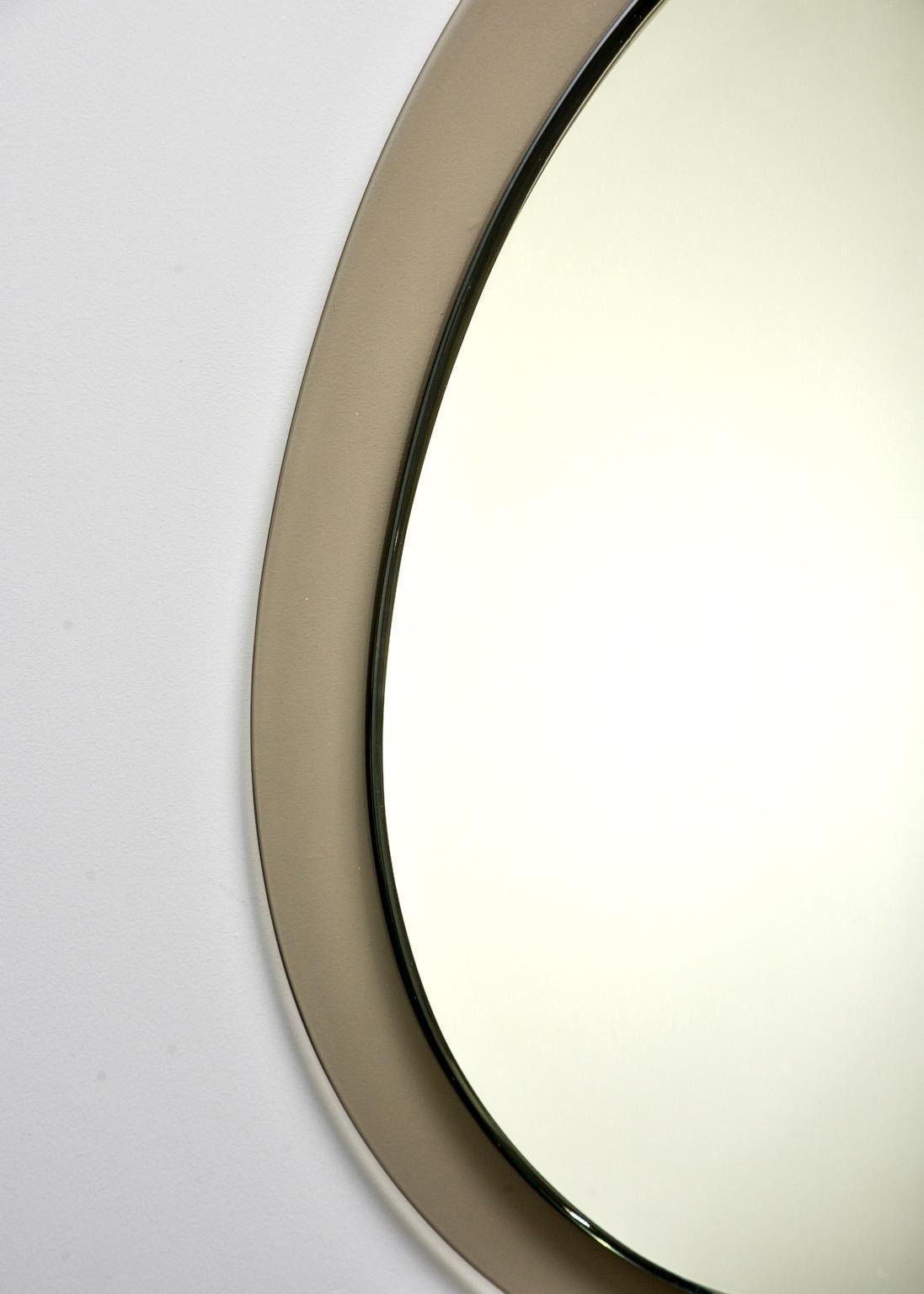 20th Century Midcentury Tear Drop Italian Mirror with Taupe Glass Frame