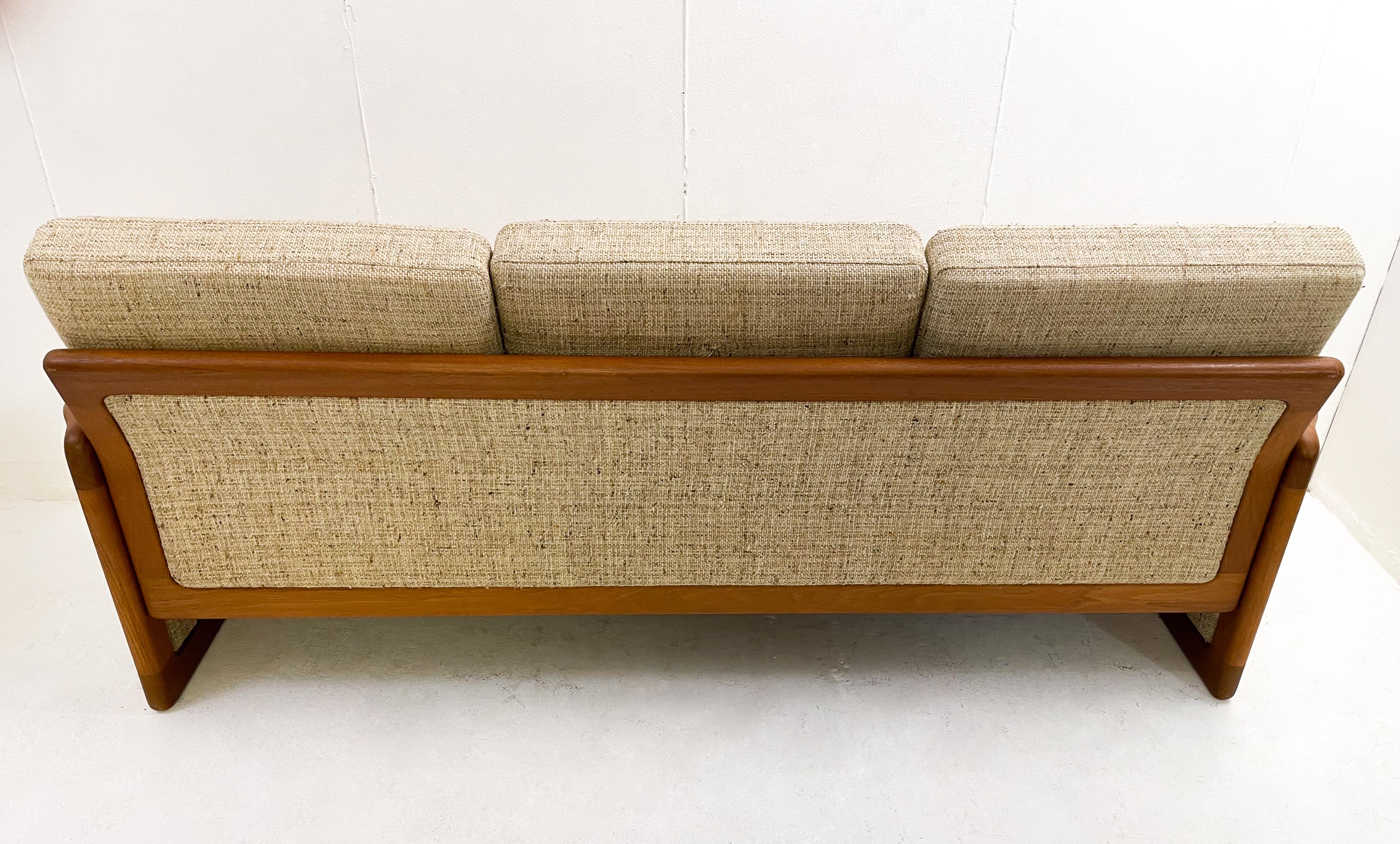 Mid-Century Teck and Beige Wool Cushions Sofa by Dyrlund, 1960s For Sale 3