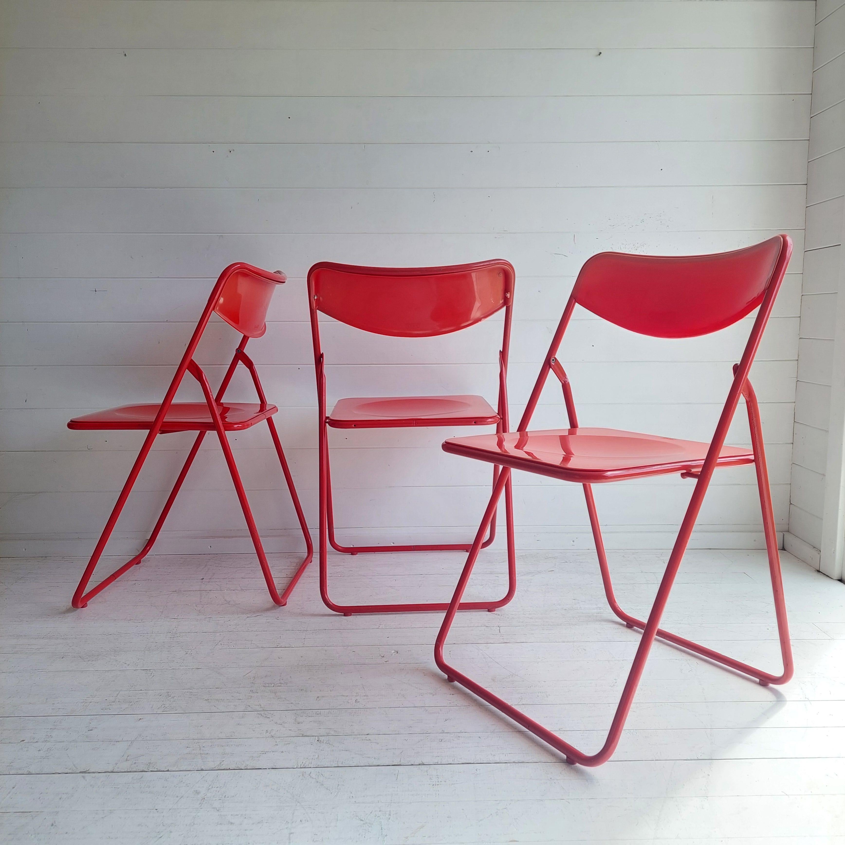 Swedish Mid Century Ted Folding Chairs By Niels Gammelgaard For Ikea, 1970s, Set Of 3
