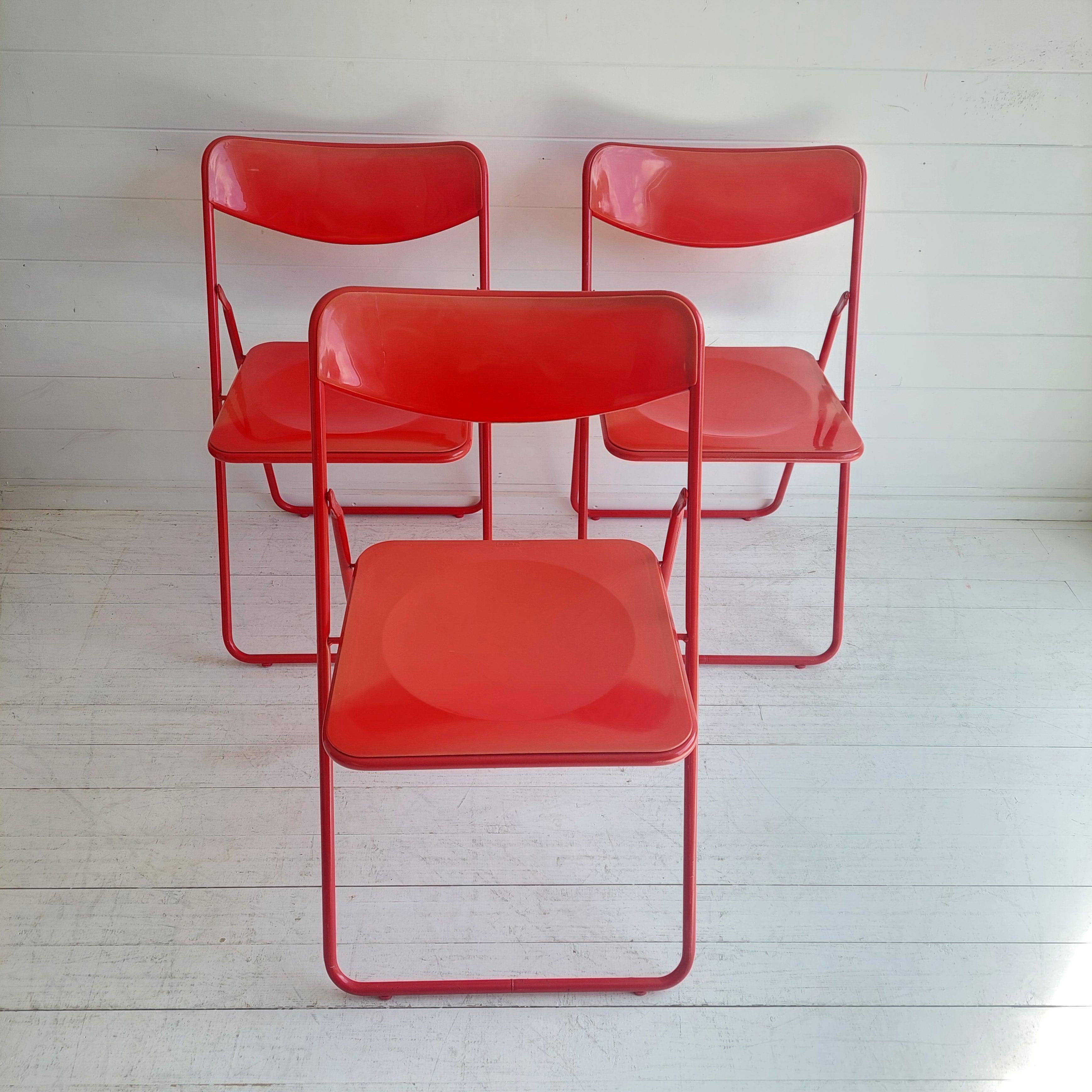 Metal Mid Century Ted Folding Chairs By Niels Gammelgaard For Ikea, 1970s, Set Of 3