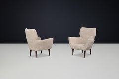 Mid-Century Teddy upholstered Armchairs the style of Gio Ponti, Italy 1950