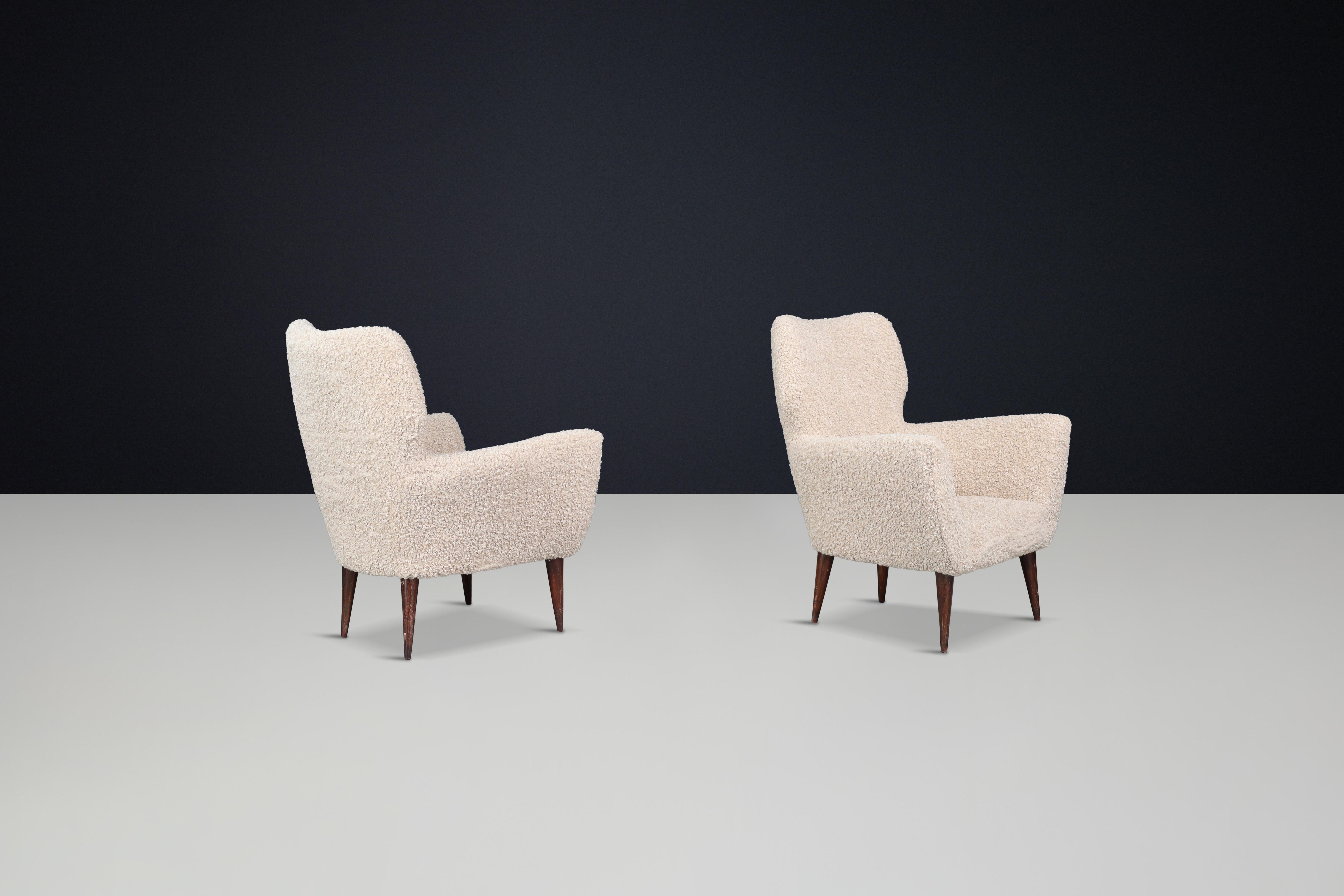 Mid-Century Modern Fauteuils tapissés Teddy du milieu du siècle dernier, style Gio Ponti, Italie 1950 en vente