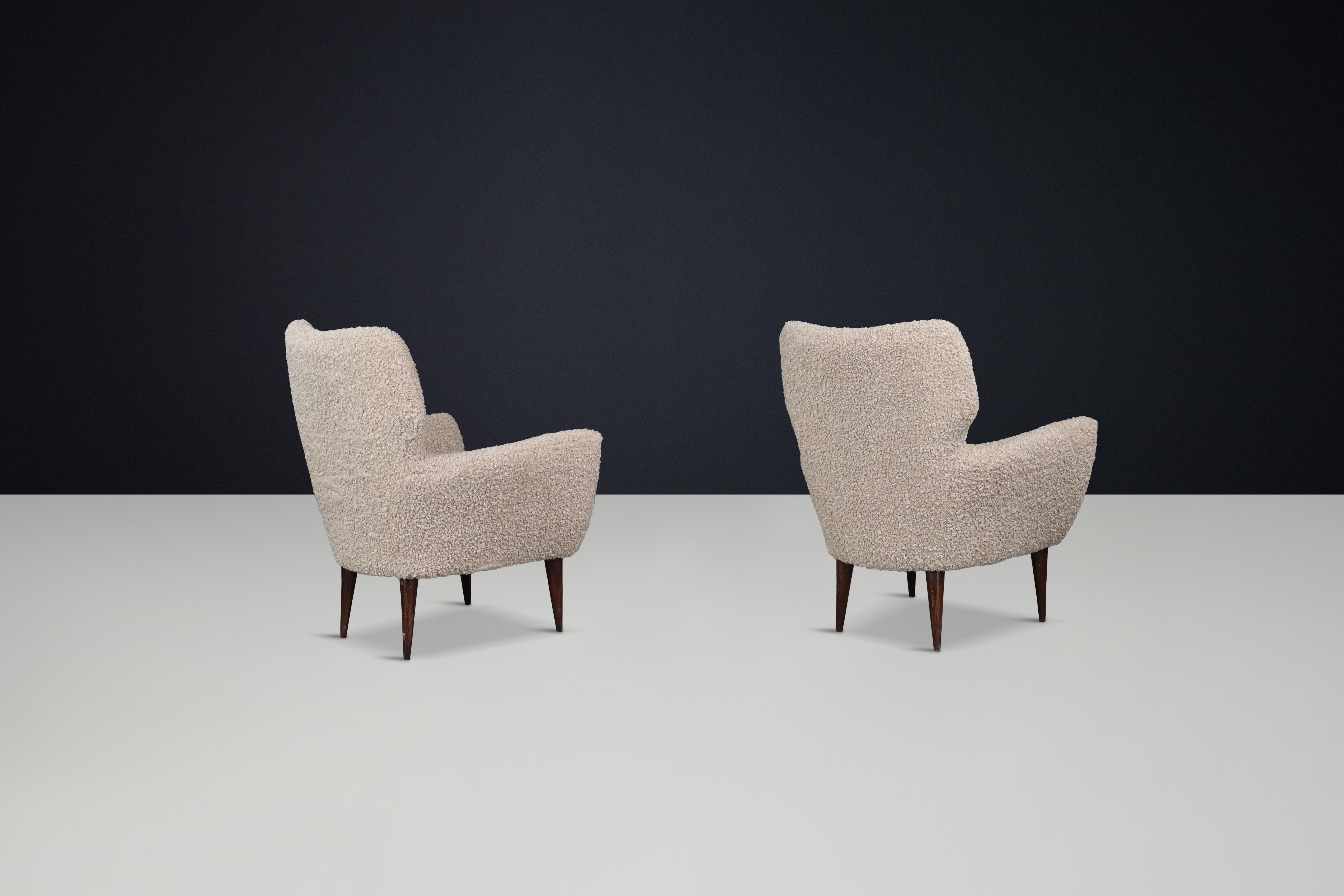 Fauteuils tapissés Teddy du milieu du siècle dernier, style Gio Ponti, Italie 1950 Bon état - En vente à Almelo, NL