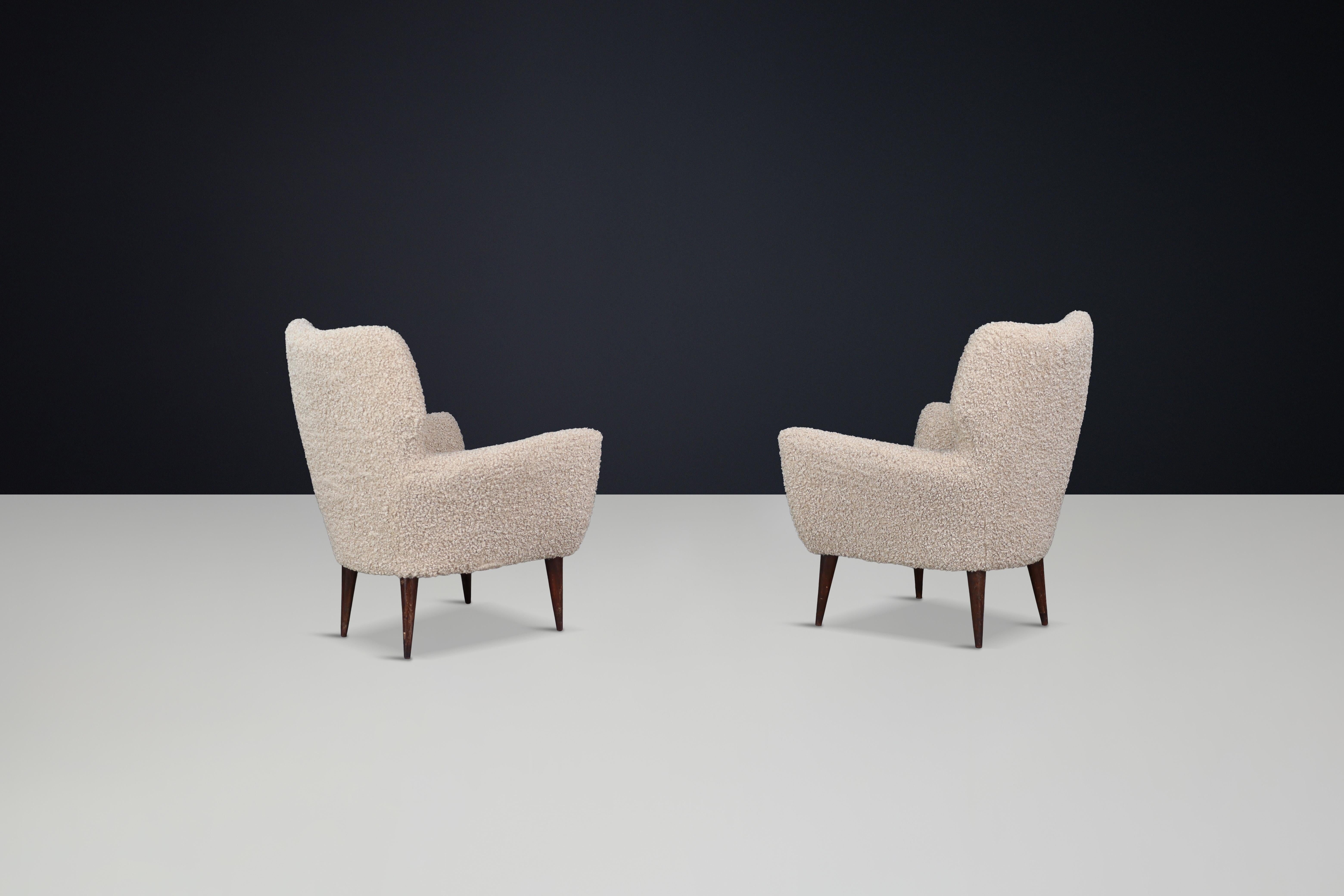 20ième siècle Fauteuils tapissés Teddy du milieu du siècle dernier, style Gio Ponti, Italie 1950 en vente